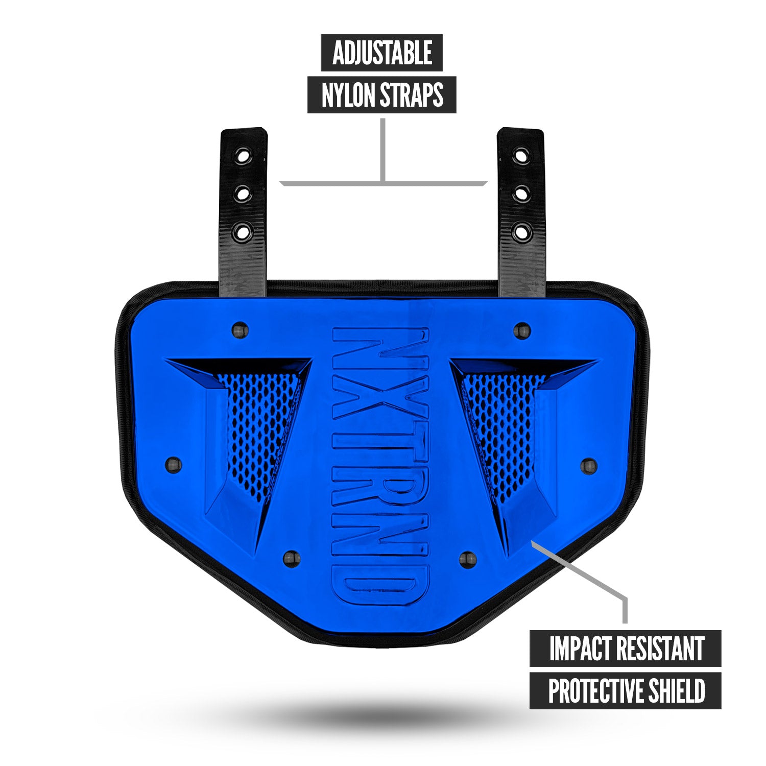 NXTRND B-PLATE® Football Back Plate Chrome Blue