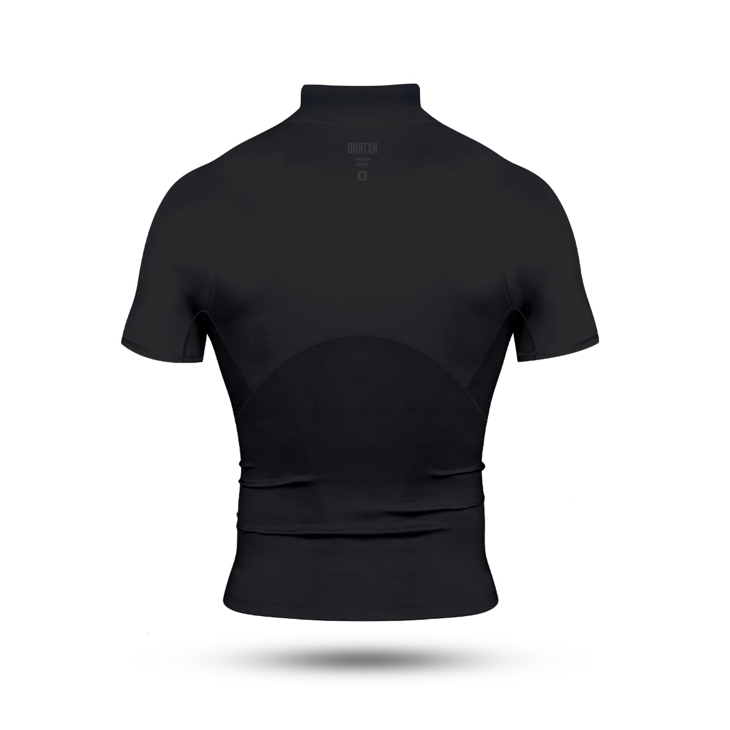 Core Short Sleeve Compression Mock Turtleneck Shirt Black Back View