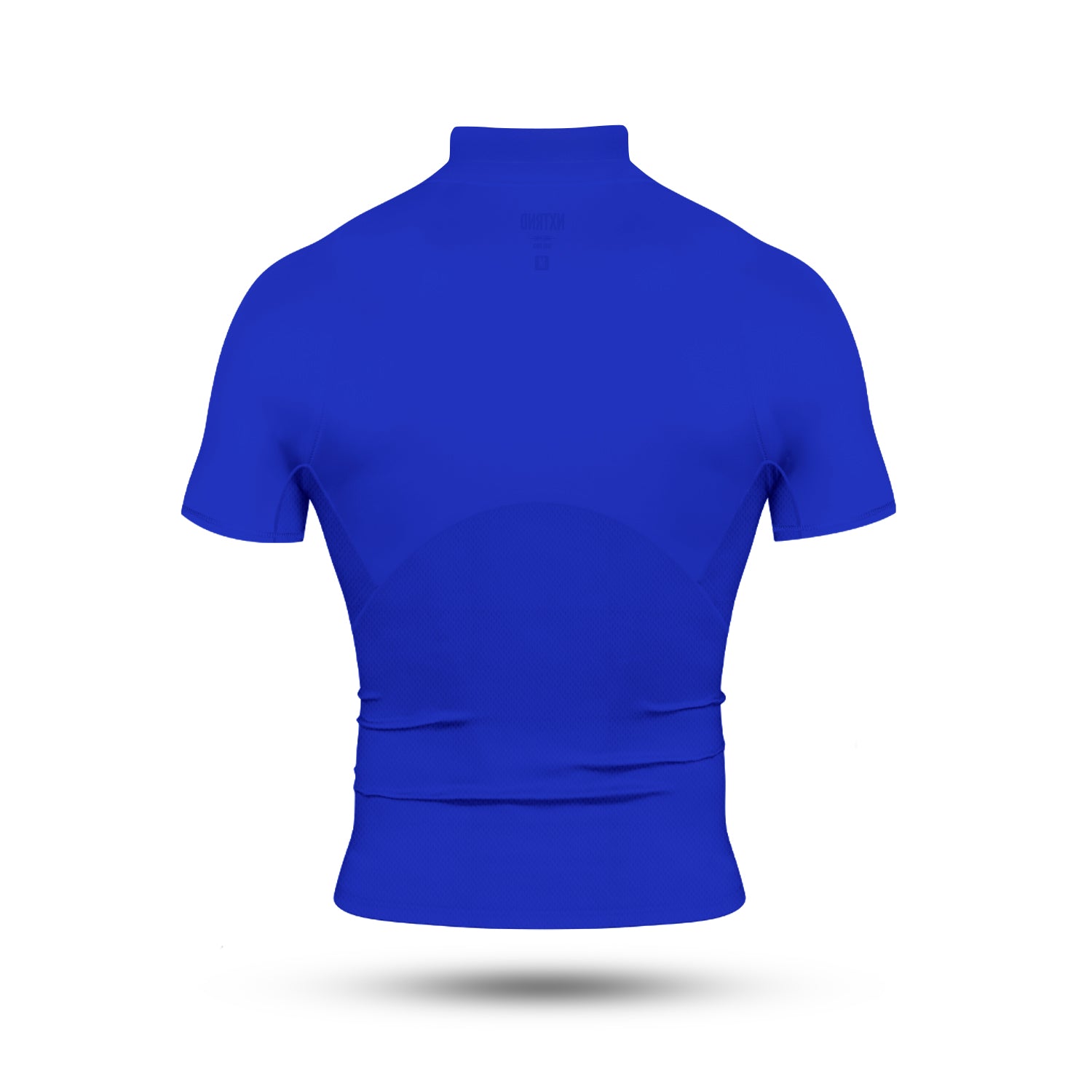 Core Short Sleeve Compression Mock Neck Shirt Blue Back View