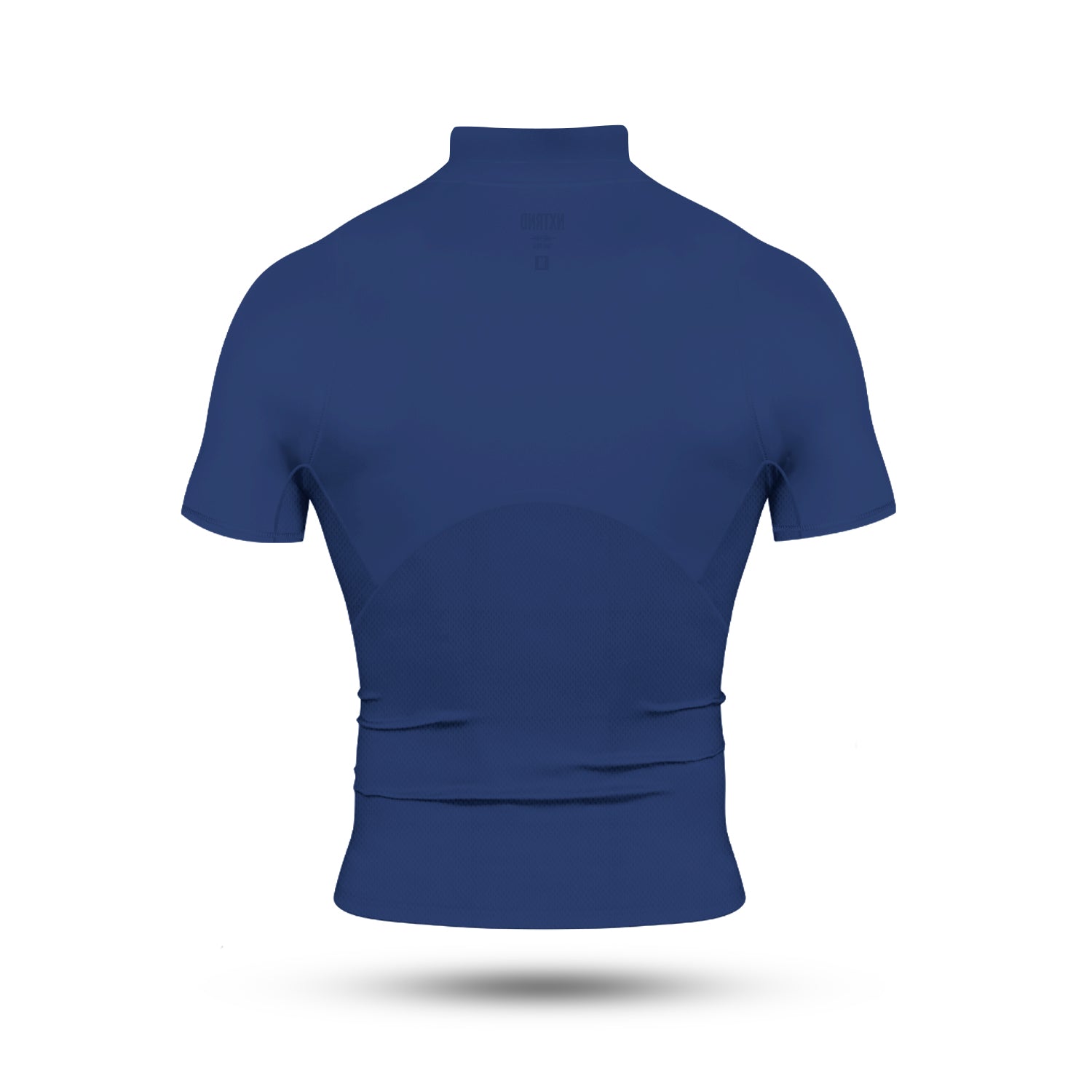 Core Short Sleeve Compression Mock Neck Shirt Navy Blue Back View
