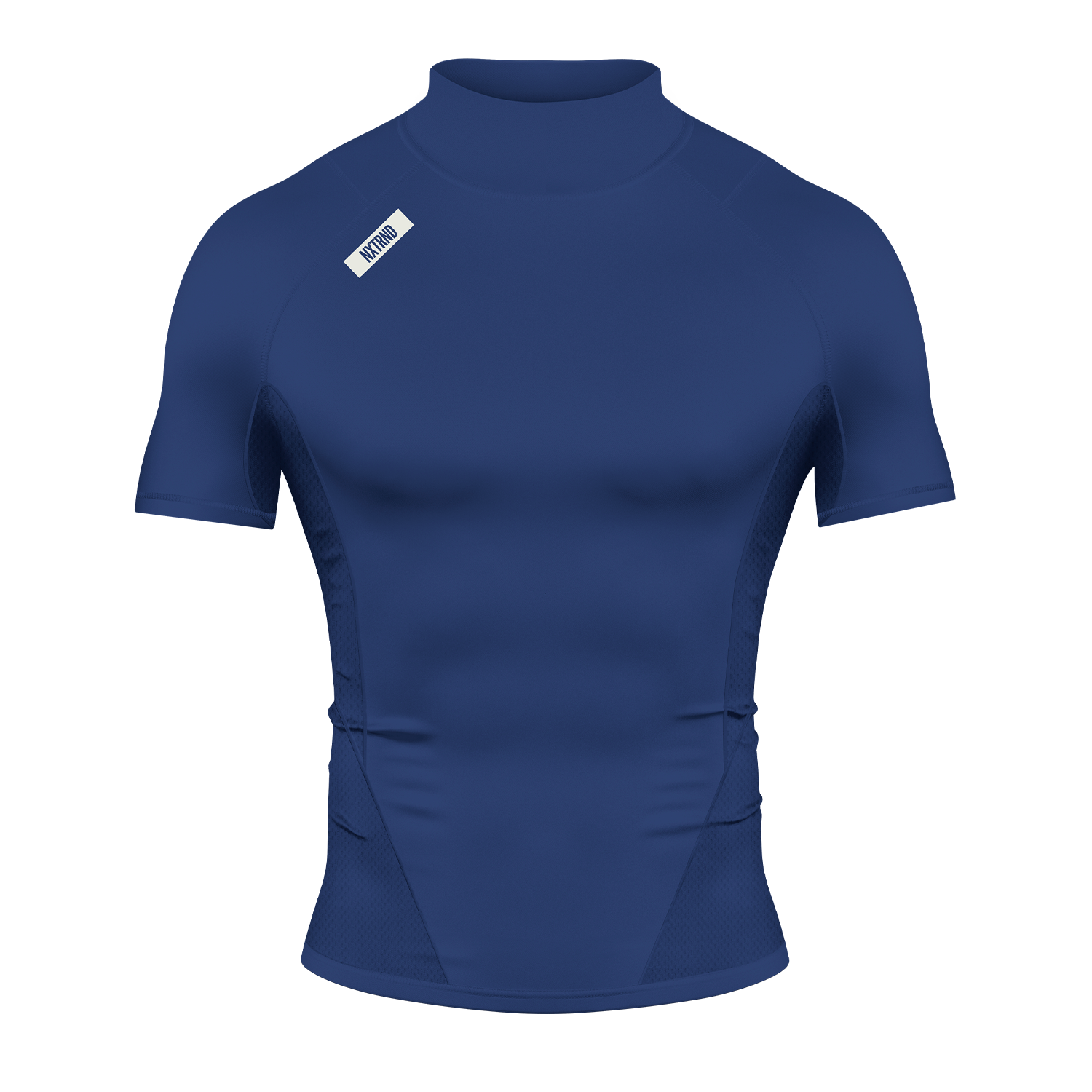 Core Short Sleeve Compression Mock Neck Shirt Navy Blue