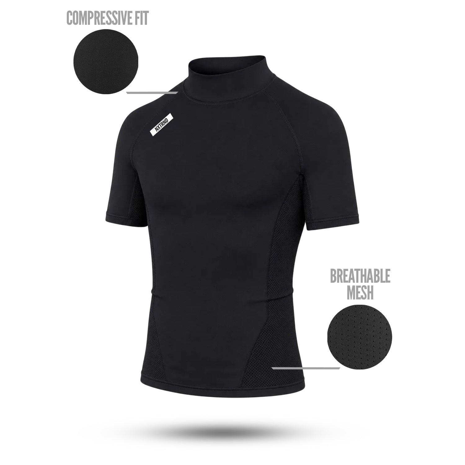 Nxtrnd Core Youth Turtleneck Compression Short Sleeve Black