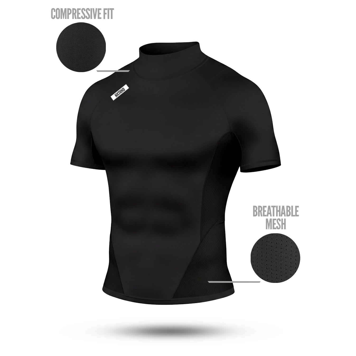 Nxtrnd Core Turtleneck Compression Short Sleeve Black