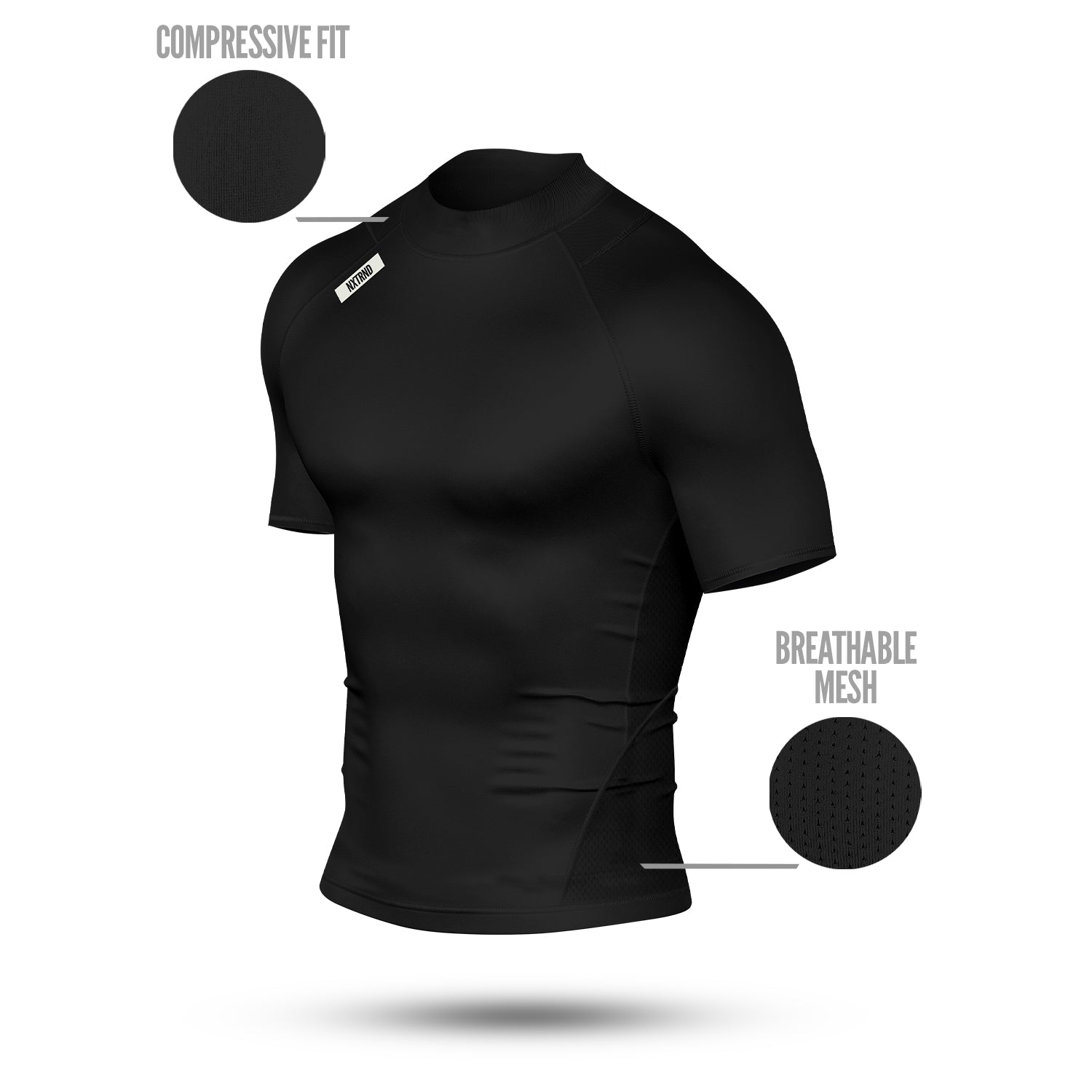 Core Short Sleeve Compression Mock Turtleneck Shirt Black Specs