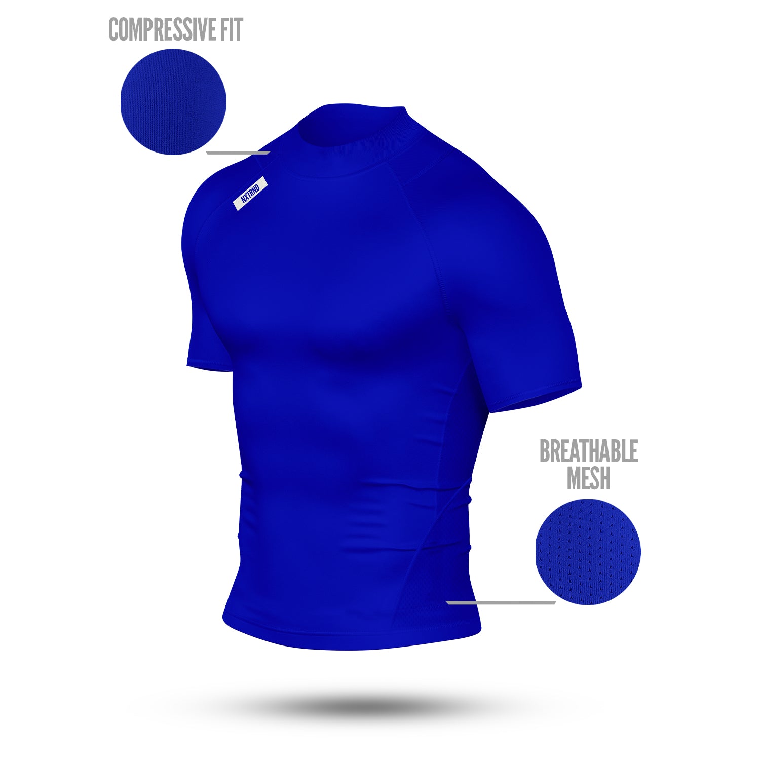 Core Short Sleeve Compression Mock Neck Shirt Blue Specs