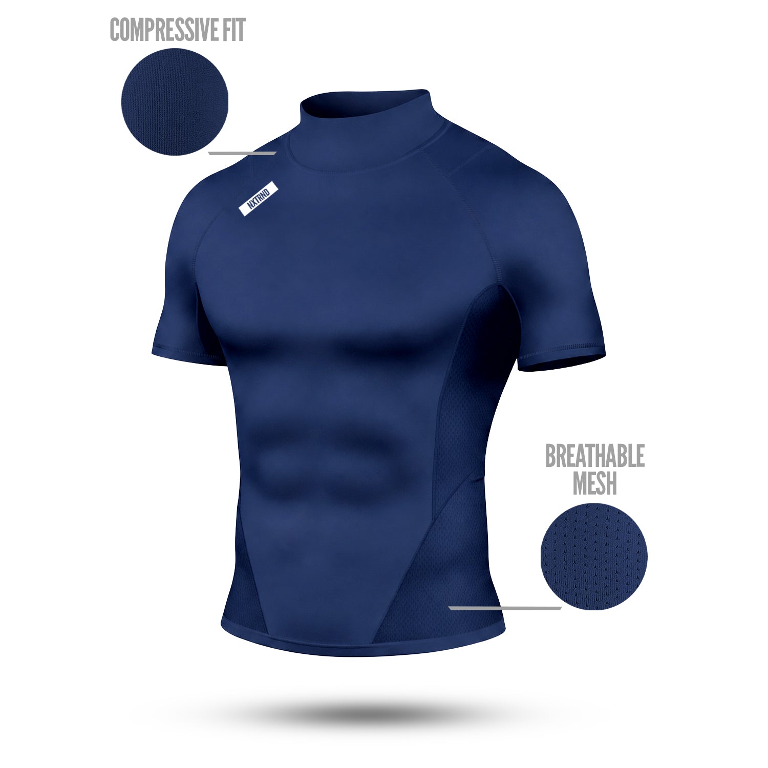 Nxtrnd Core Turtleneck Compression Short Sleeve Navy Blue