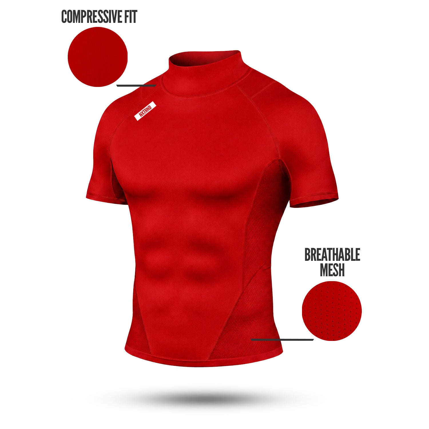 Nxtrnd Core Turtleneck Compression Short Sleeve Red