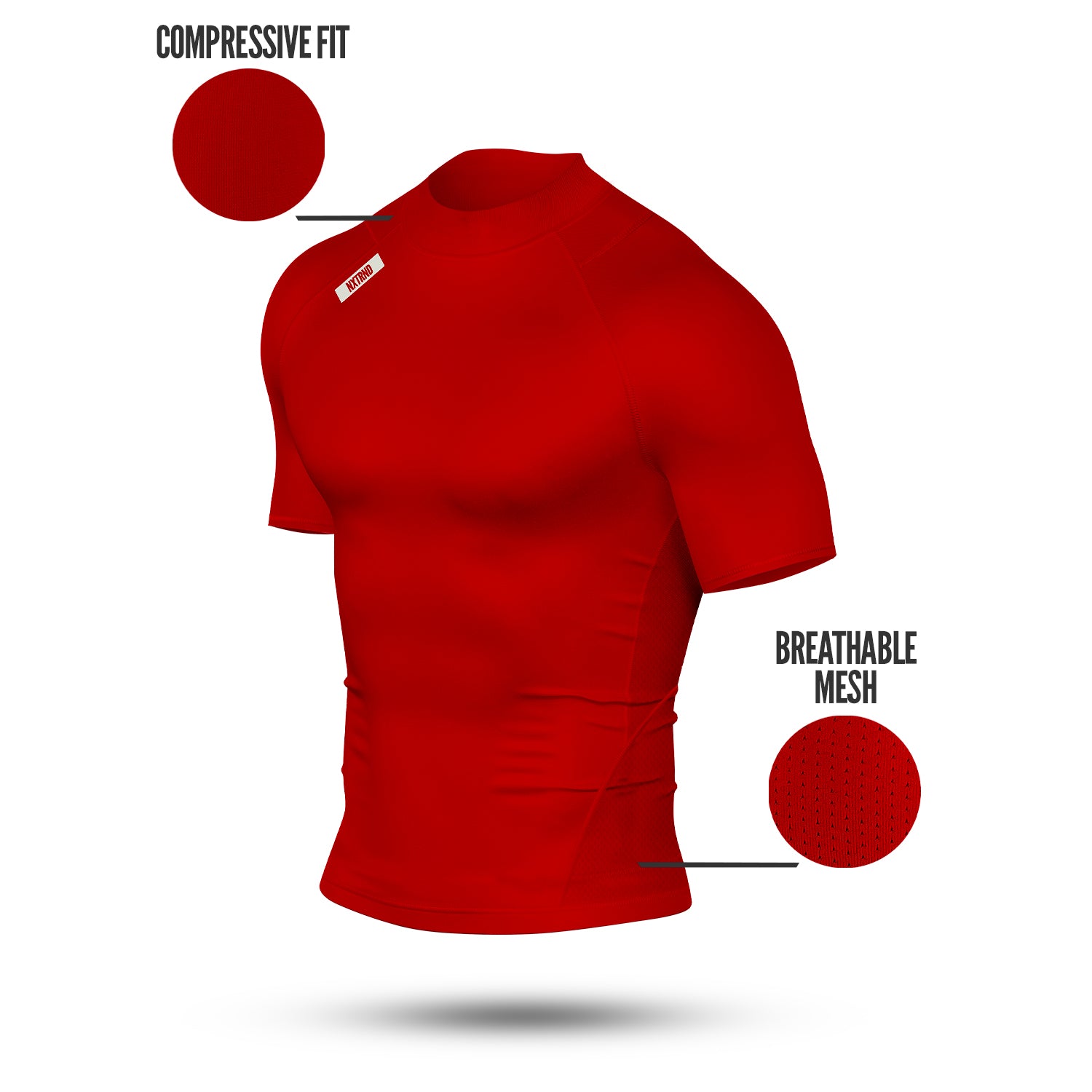 Core Short Sleeve Compression Mock Neck Shirt Red Specs