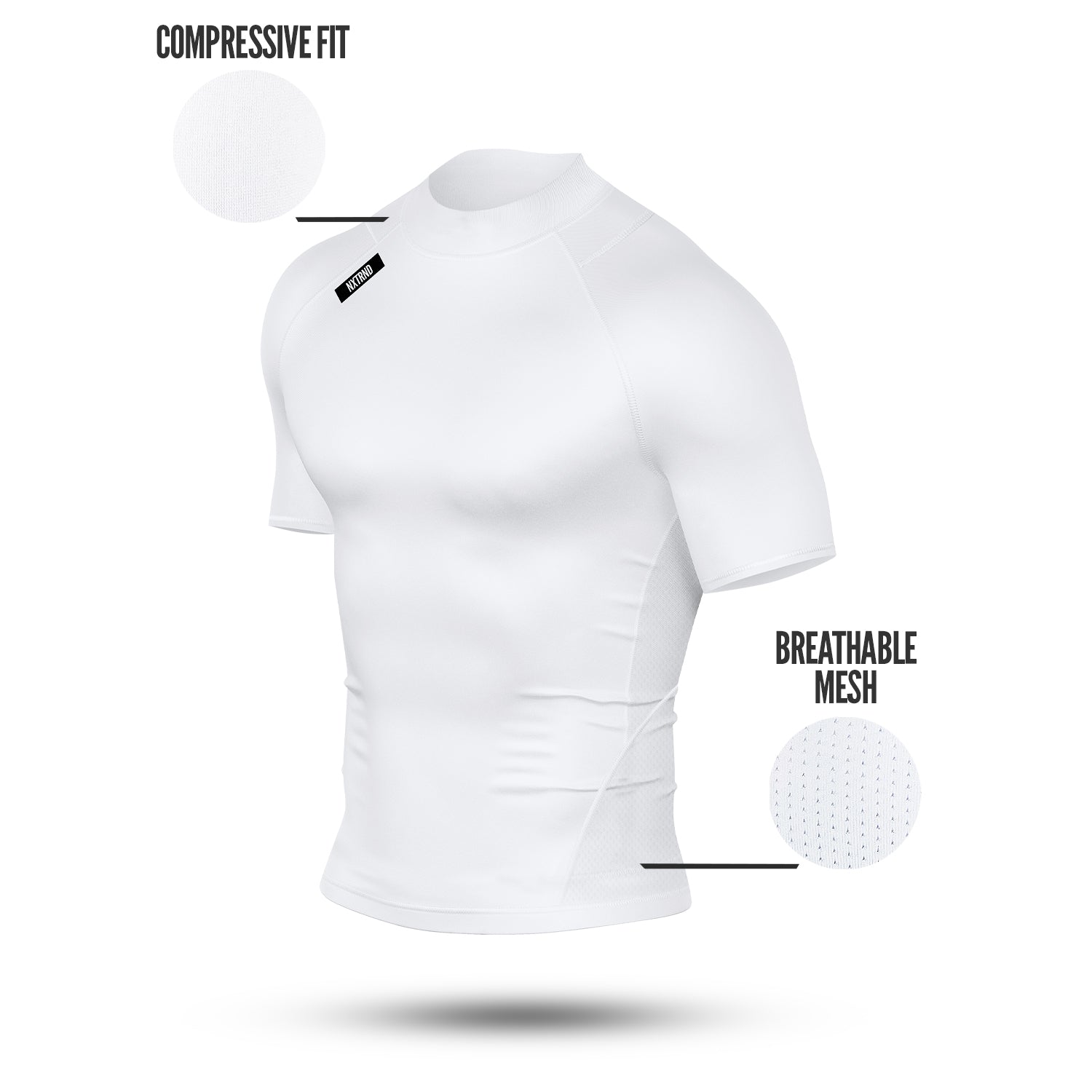 Core Short Sleeve Compression Mock Turtleneck Shirt White Specs