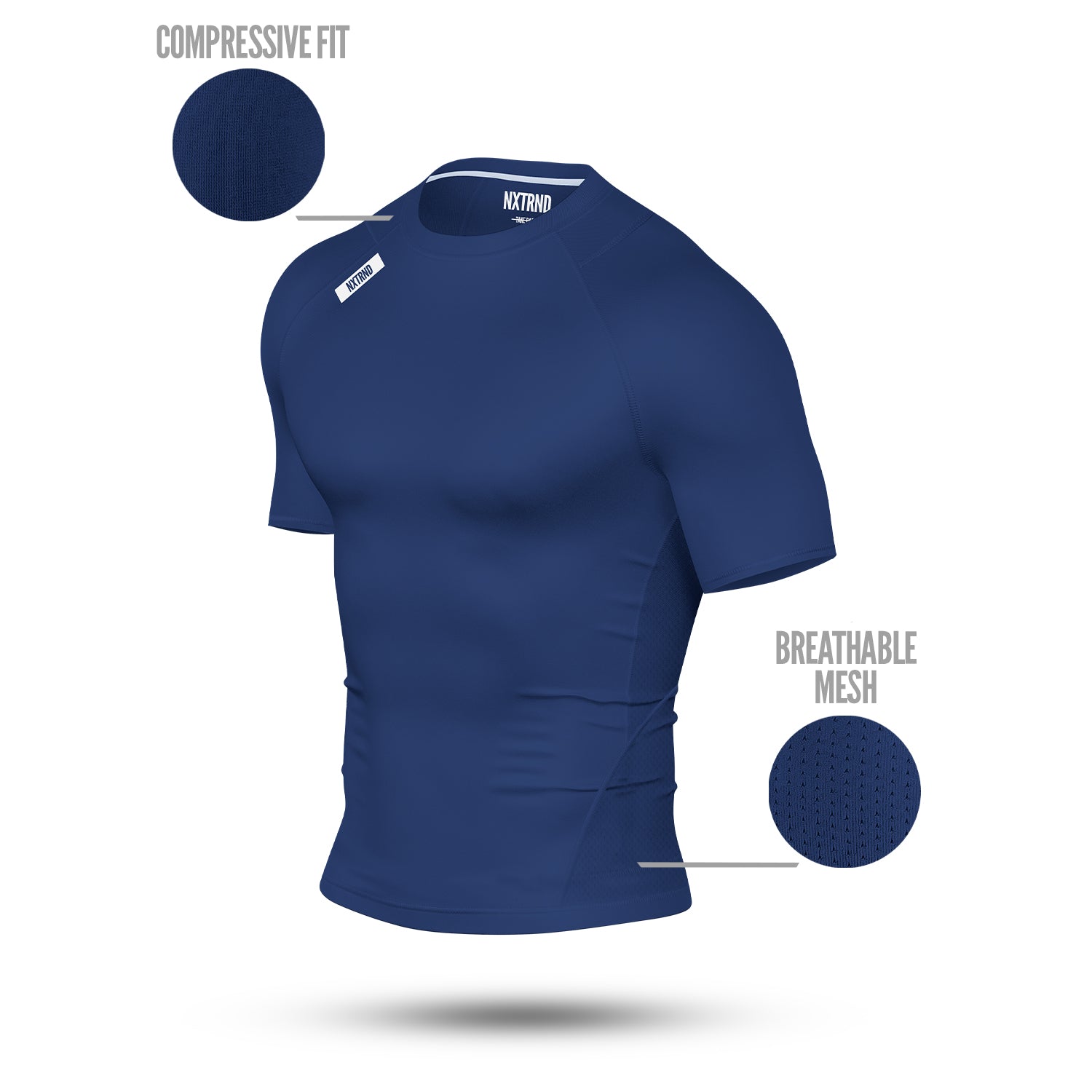 Core Short Sleeve Compression Shirt Navy Blue Specs