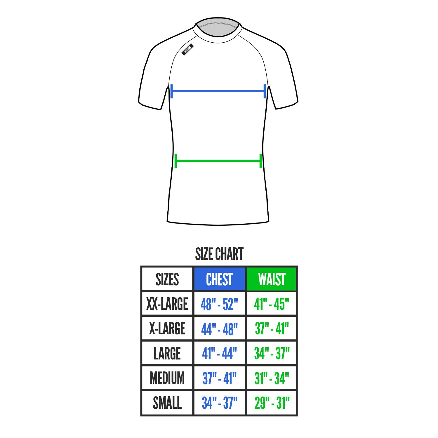 Core Short Sleeve Compression Mock Neck Shirt Size Chart