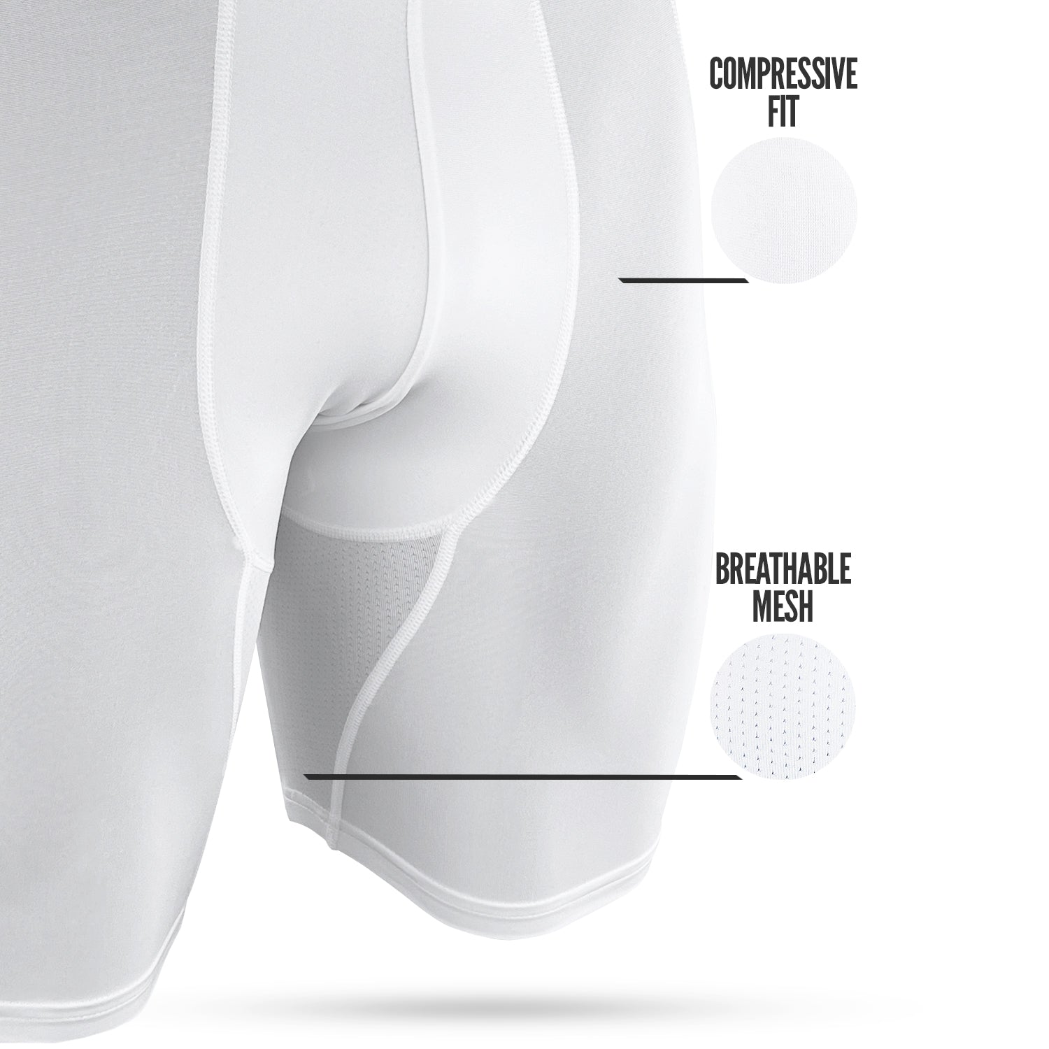 Nxtrnd Core Compression Shorts White Specs Close Up