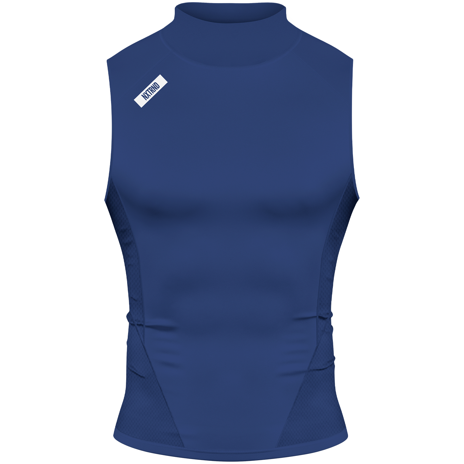 Core Sleeveless Compression Mock Neck Navy Blue Front View