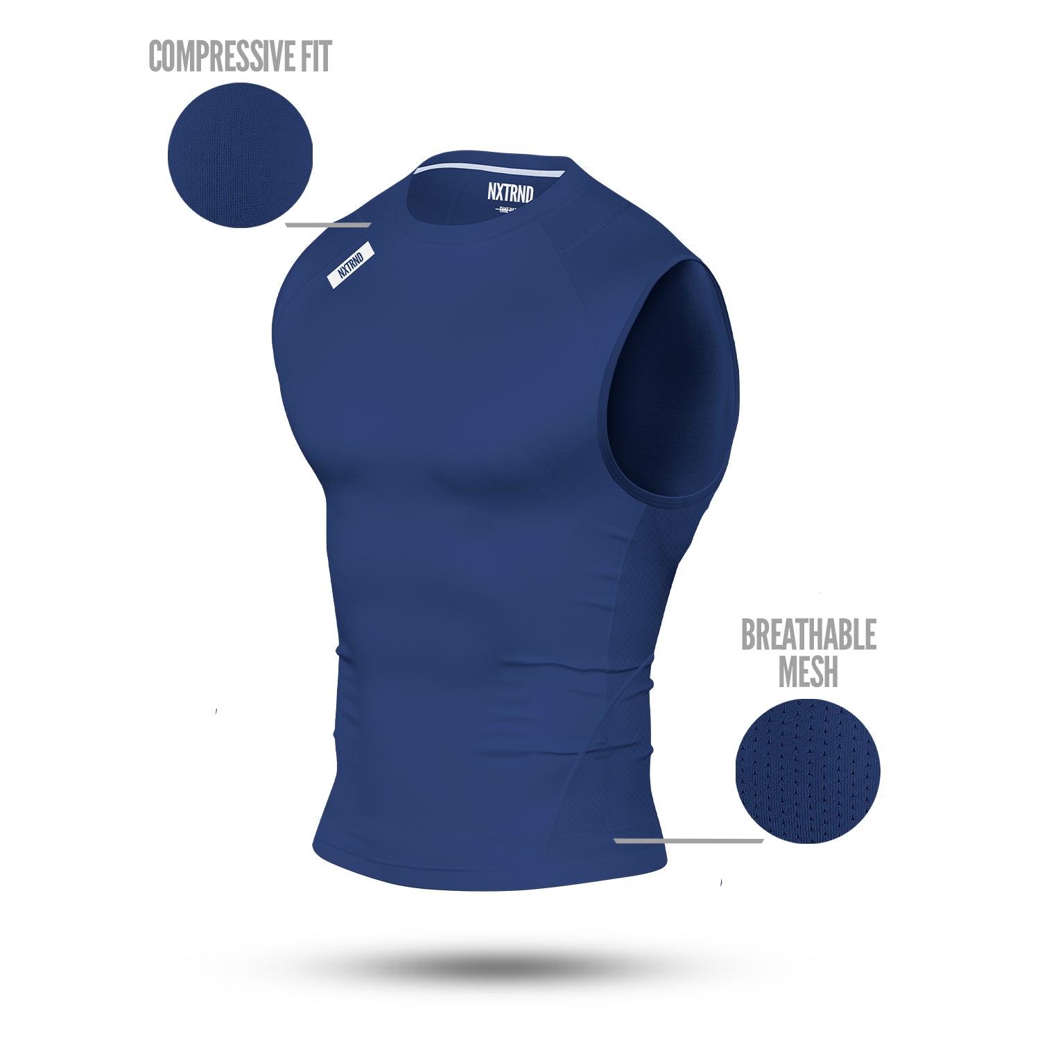 Core Sleeveless Compression Shirt Navy Blue Specs