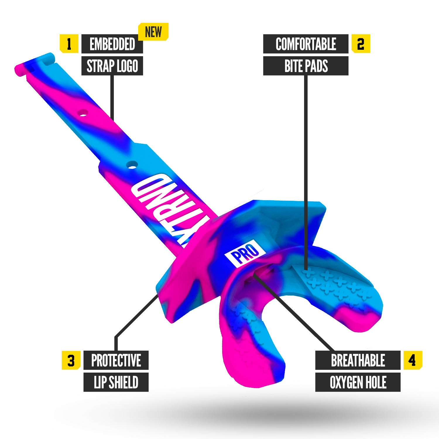 NXTRND TWO® Pro Mouth Guard Cosmic Neon Blue & Pink