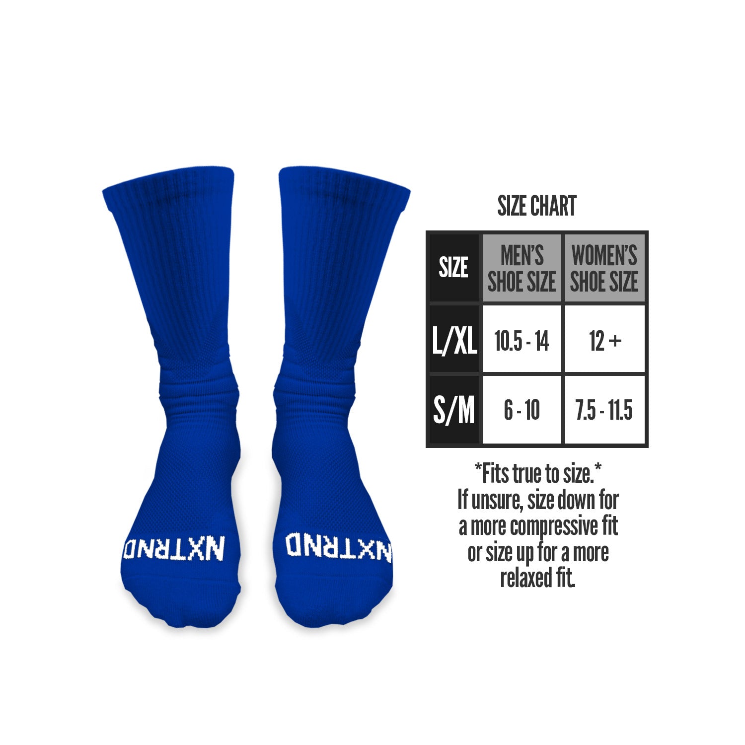 NXTRND Crew Mid Cut Padded Socks Blue Size Chart