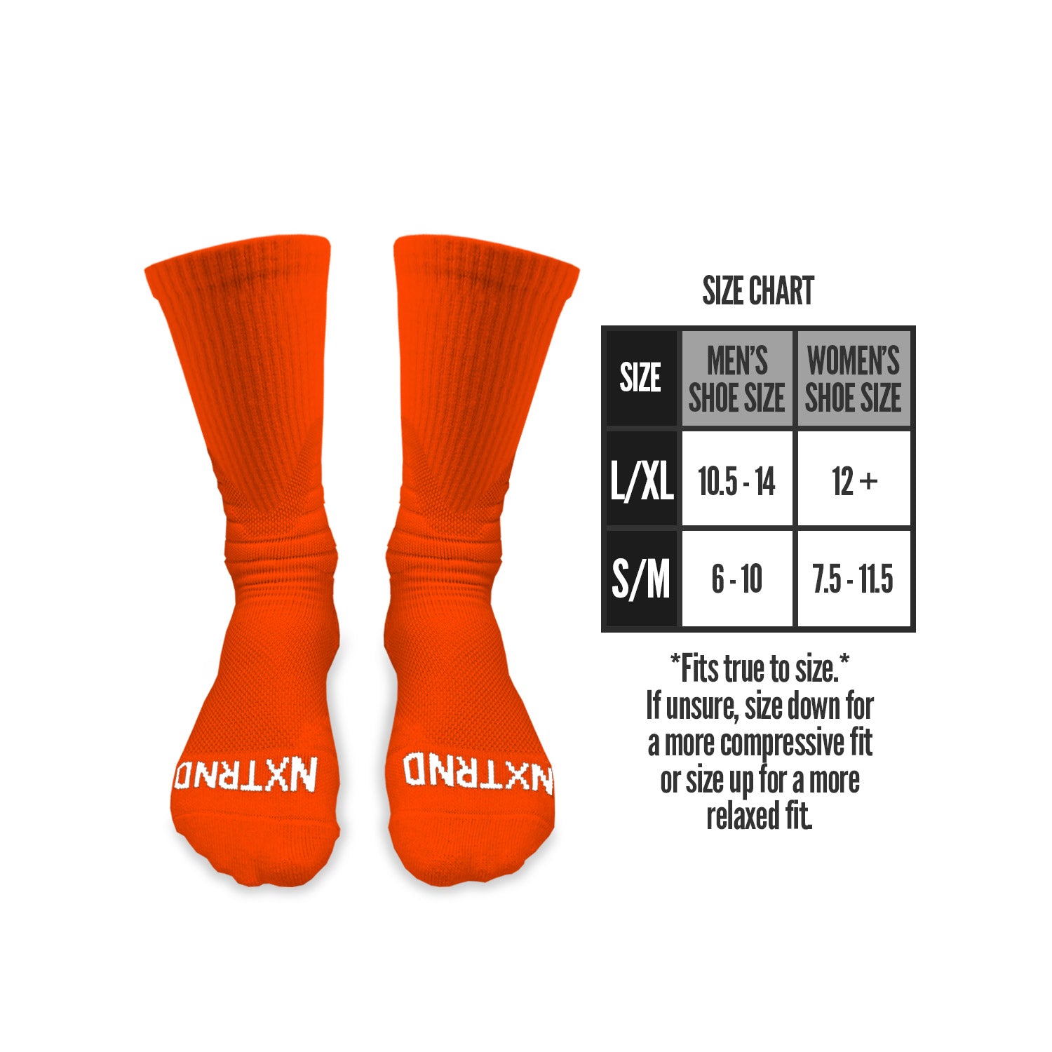 NXTRND Crew Mid Cut Padded Socks Orange Size Chart
