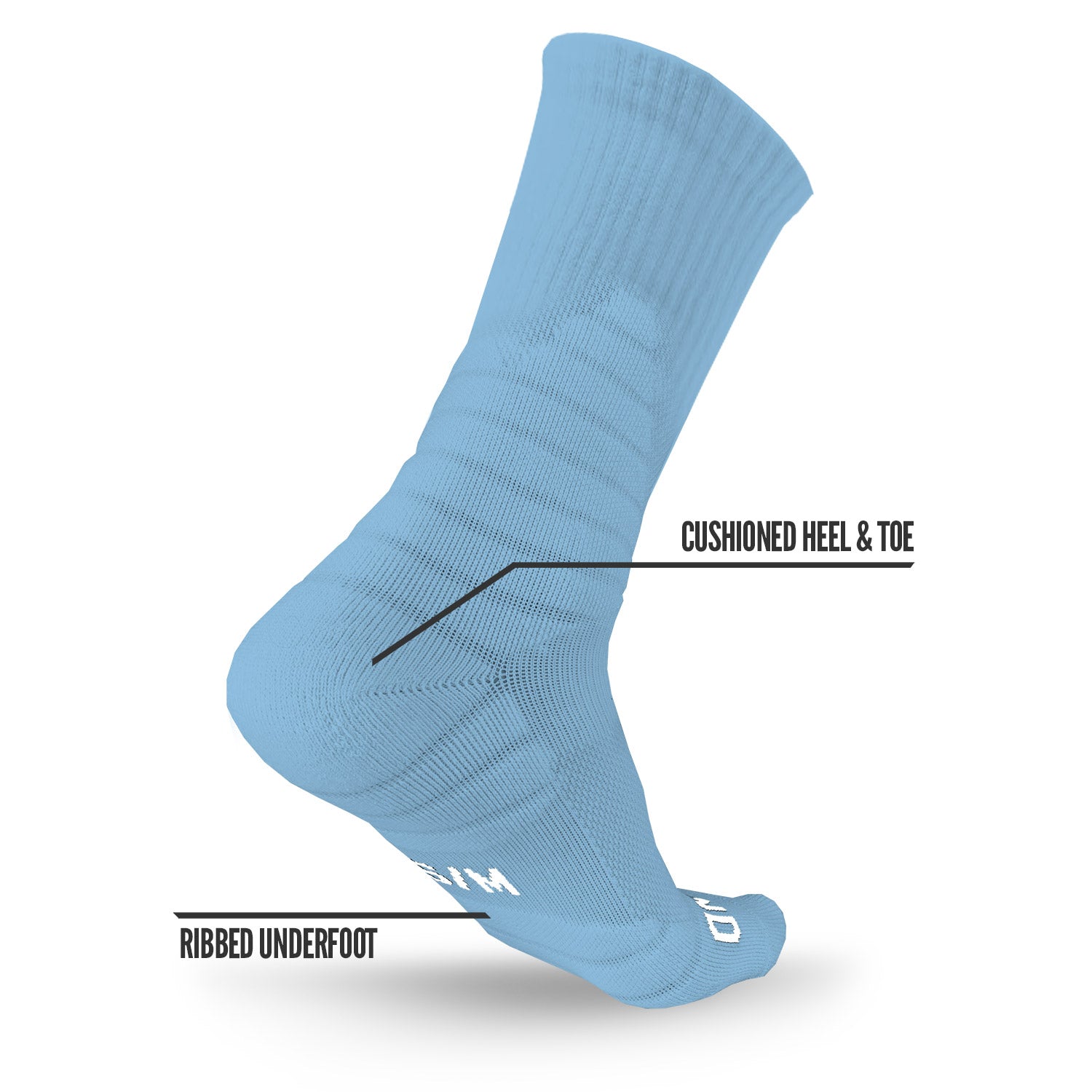 NXTRND Crew Mid Cut Padded Socks Columbia Blue Features