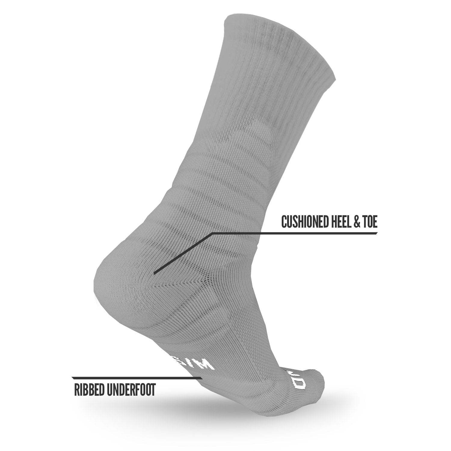 NXTRND Crew Mid Cut Padded Socks Grey Features