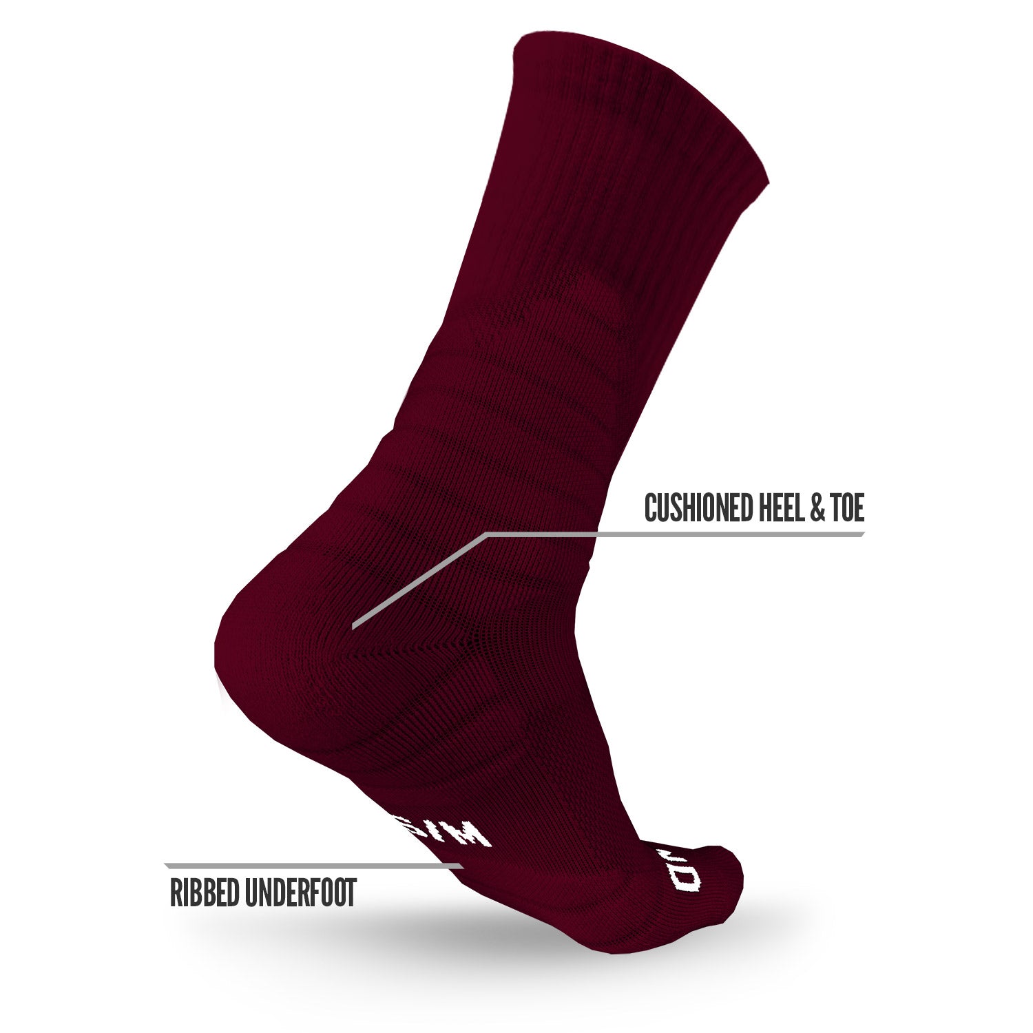 NXTRND Crew Mid Cut Padded Socks Maroon Features