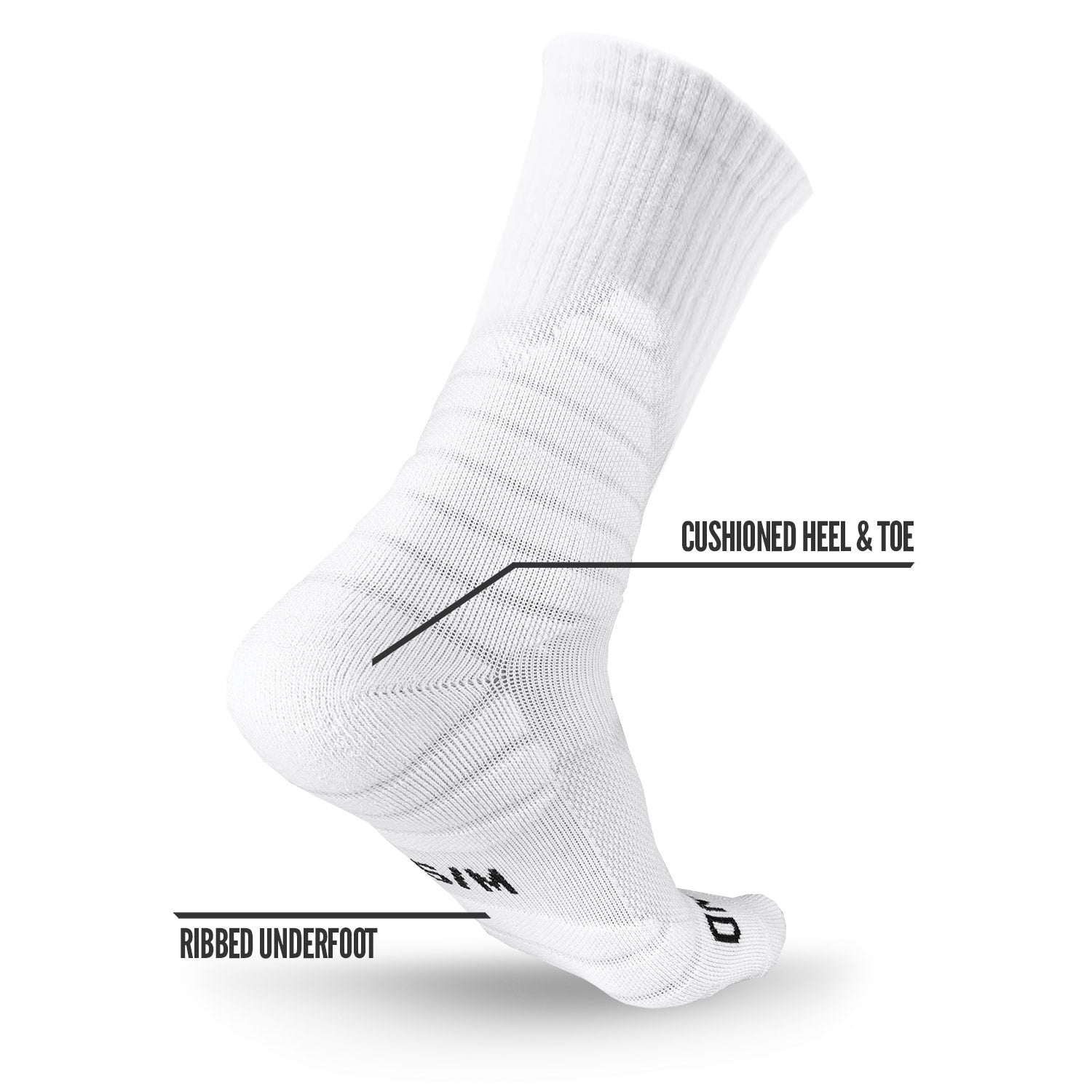 NXTRND Crew Mid Cut Padded Socks White Features