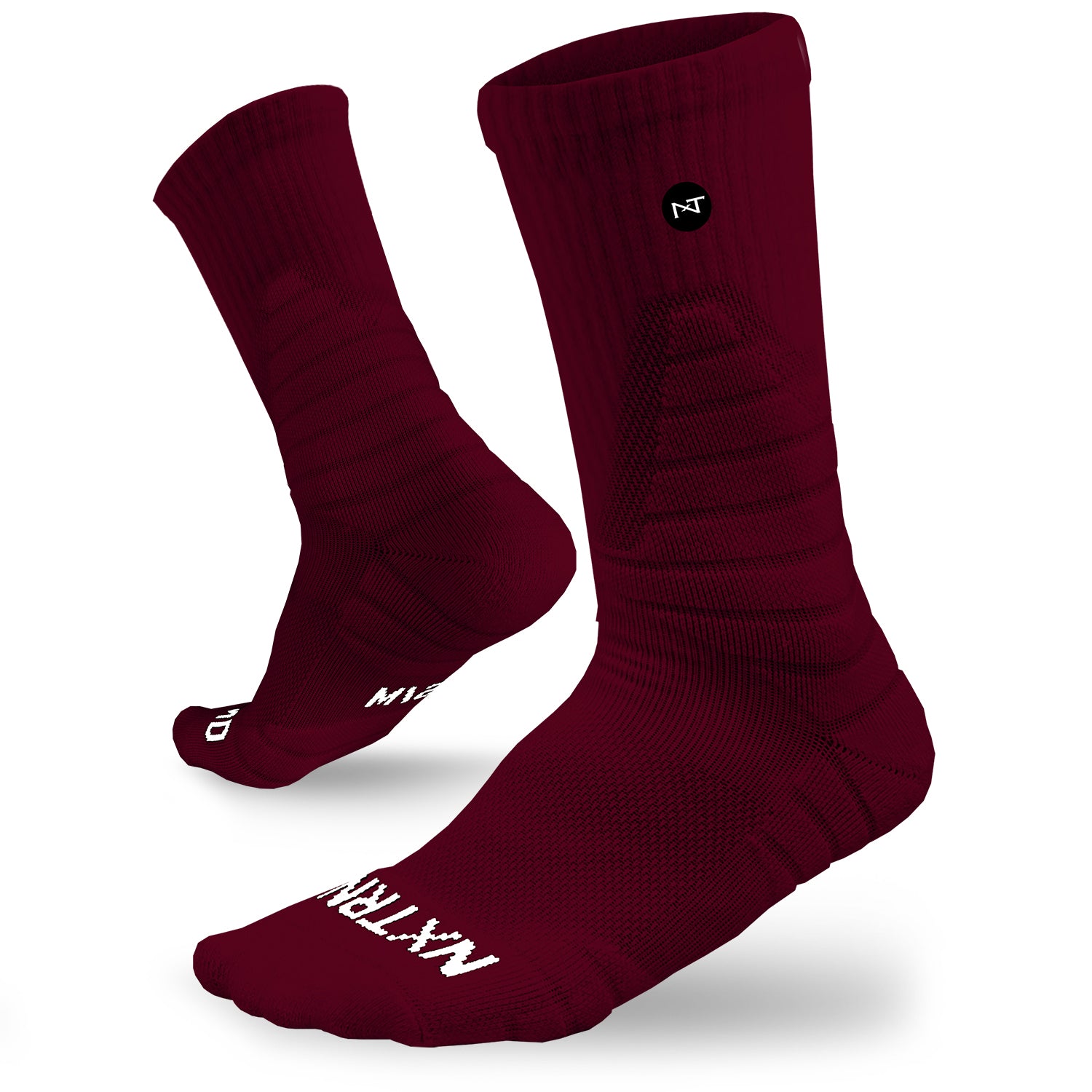NXTRND Crew Mid Cut Padded Socks Maroon Burgundy