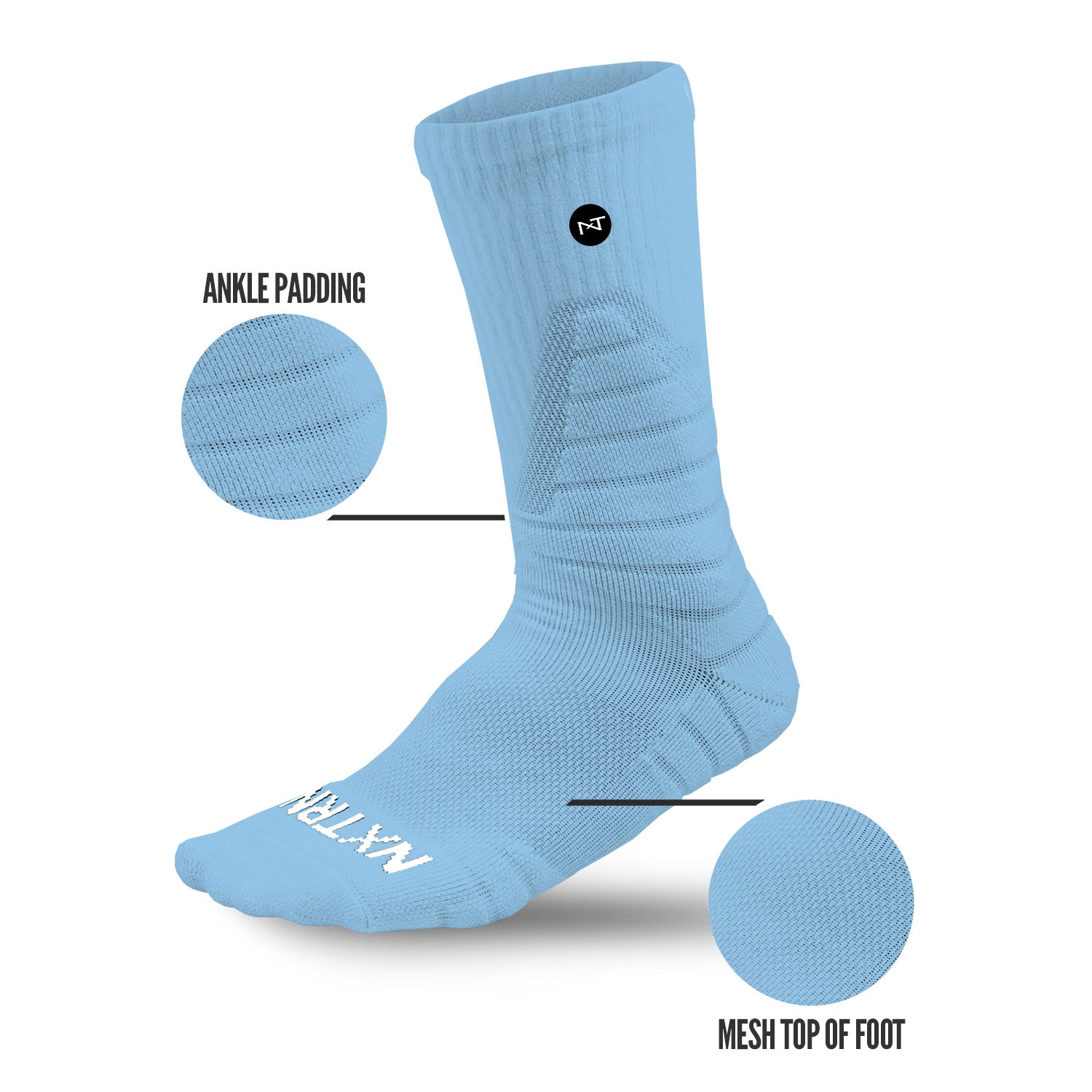NXTRND Crew Mid Cut Padded Socks Columbia Blue Specs
