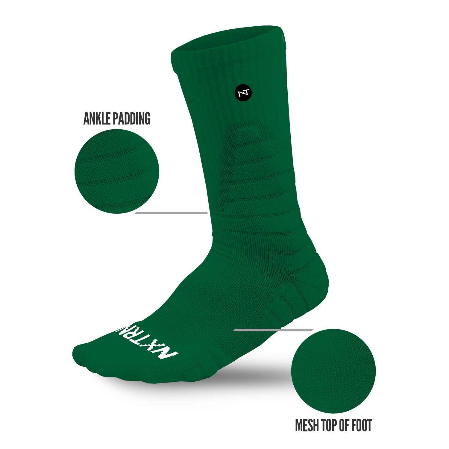 NXTRND Crew Mid Cut Padded Socks Dark Green Specs