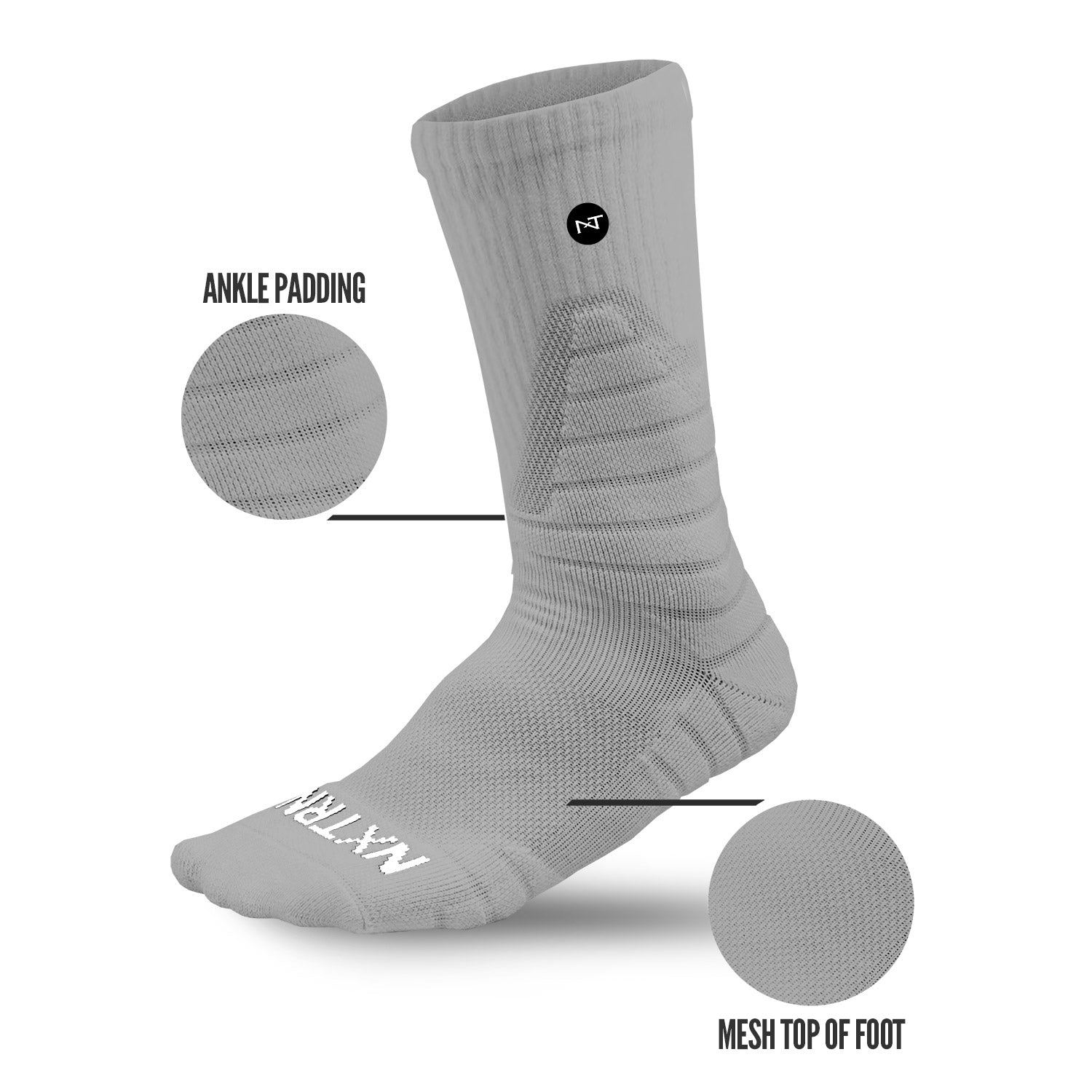 NXTRND Crew Mid Cut Padded Socks Grey Specs
