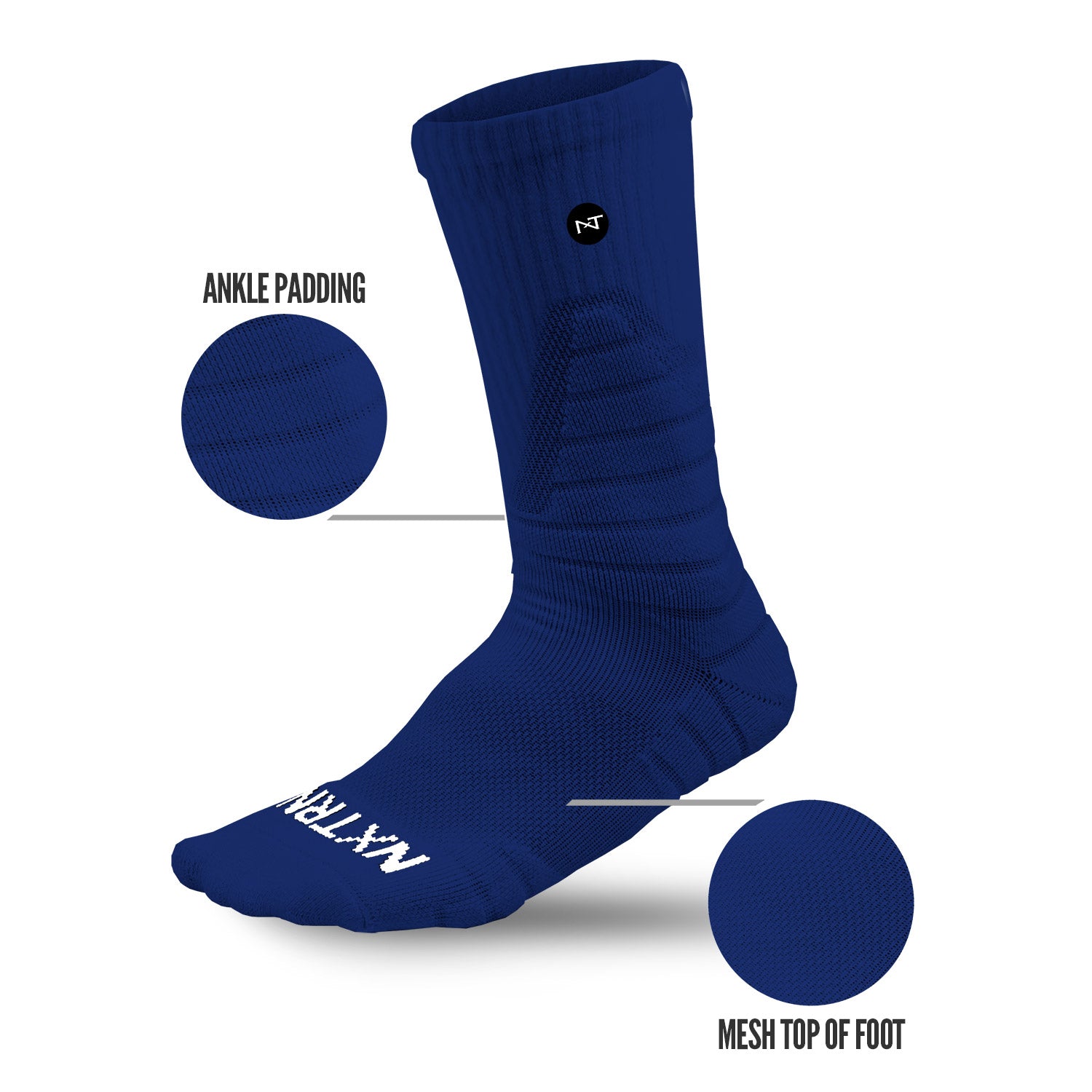 NXTRND Crew Mid Cut Padded Socks Navy Blue Specs