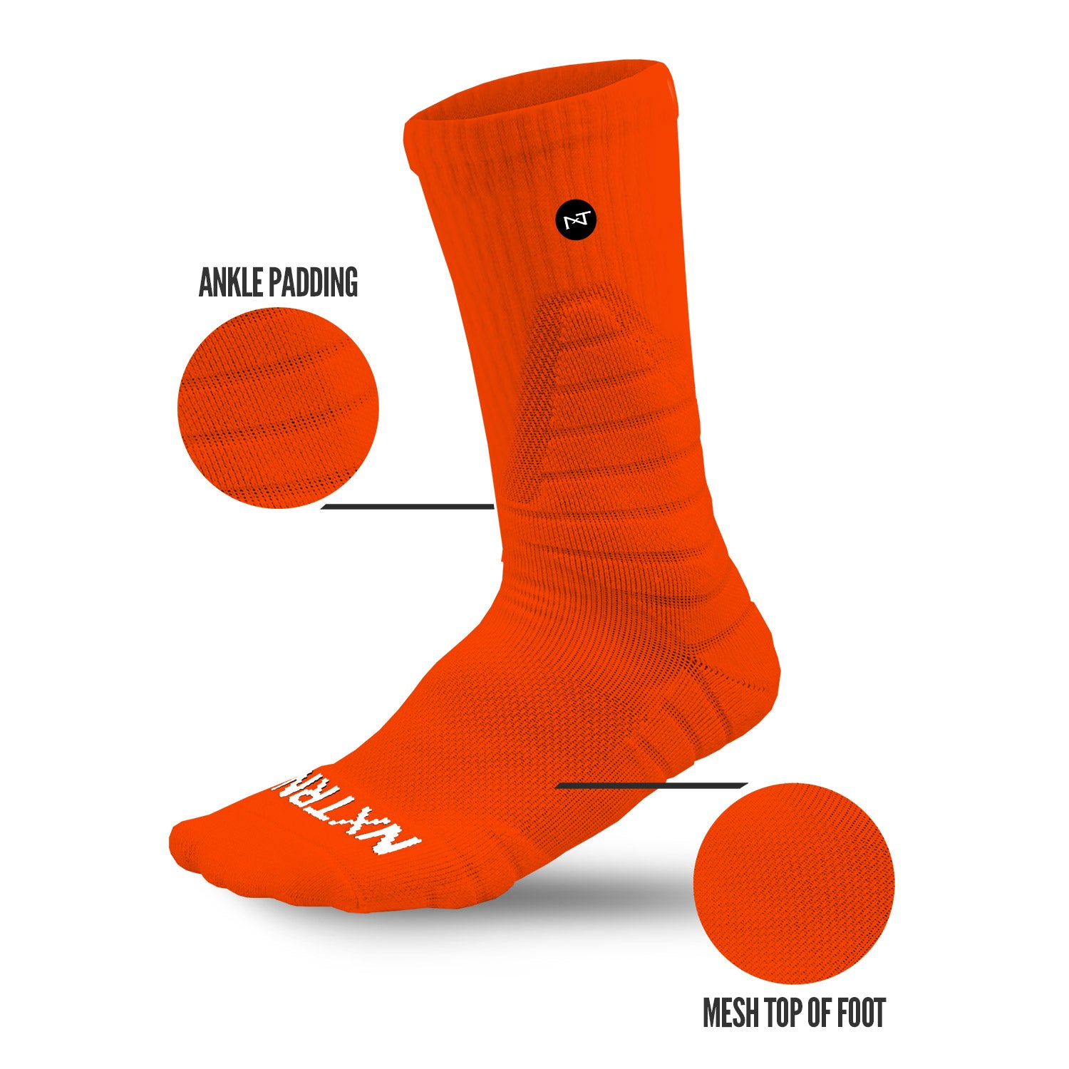 NXTRND Crew Mid Cut Padded Socks Orange Specs