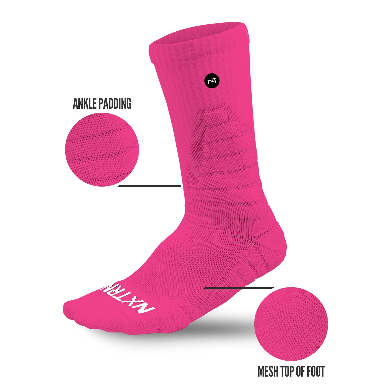 NXTRND Crew Mid Cut Padded Socks Pink Specs