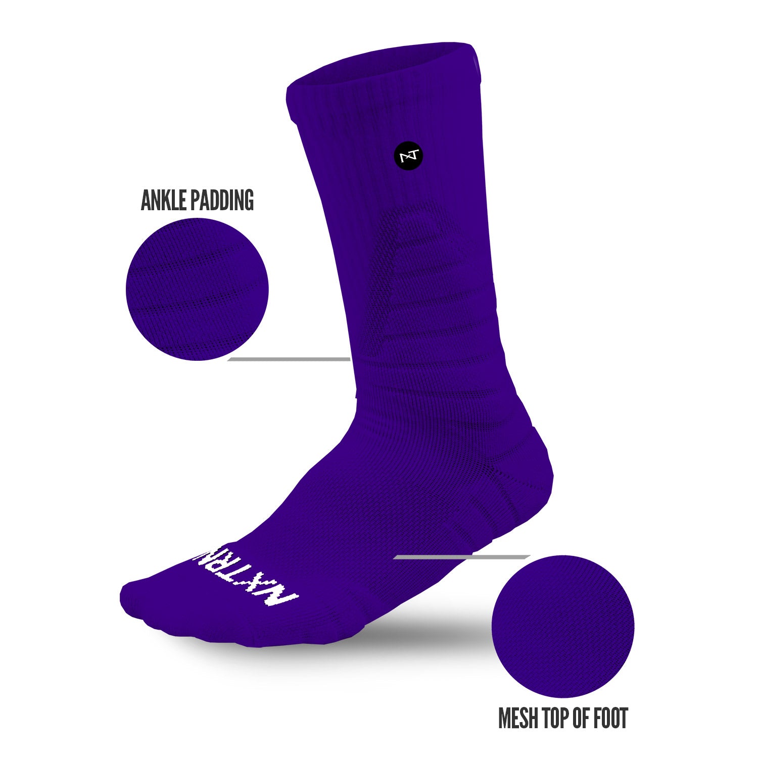 NXTRND Crew Mid Cut Padded Socks Purple Specs
