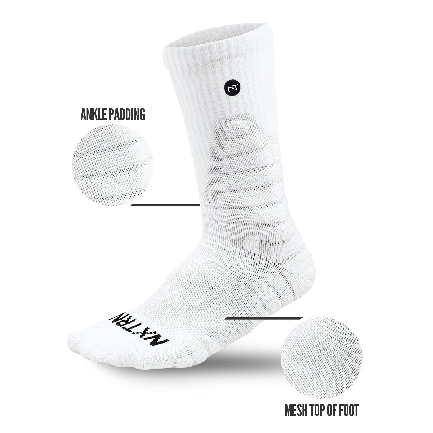NXTRND Crew Mid Cut Padded Socks White Specs