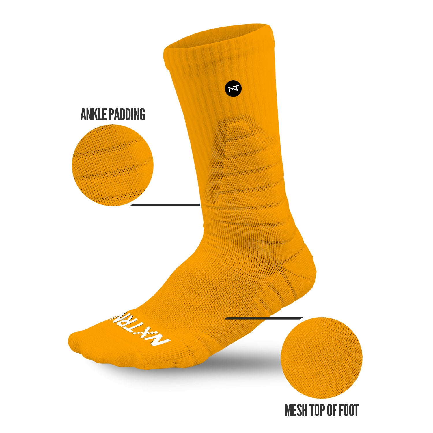 NXTRND Crew Mid Cut Padded Socks Yellow Specs
