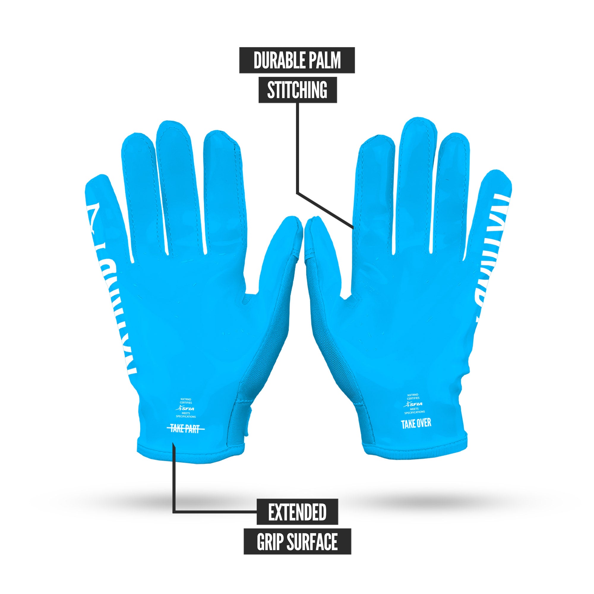 NXTRND G1® Youth Football Gloves Neon Blue