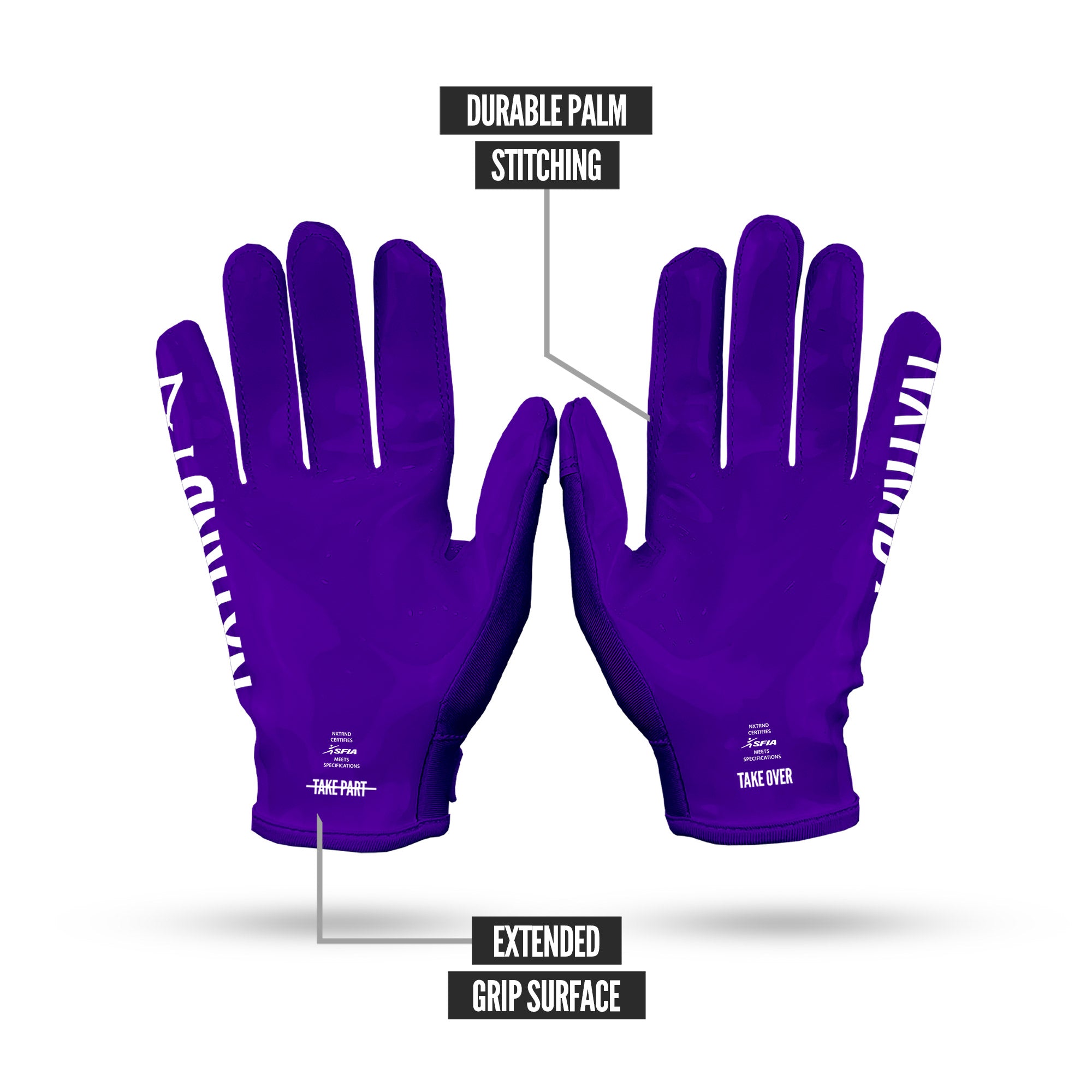 NXTRND G1® Youth Football Gloves Purple