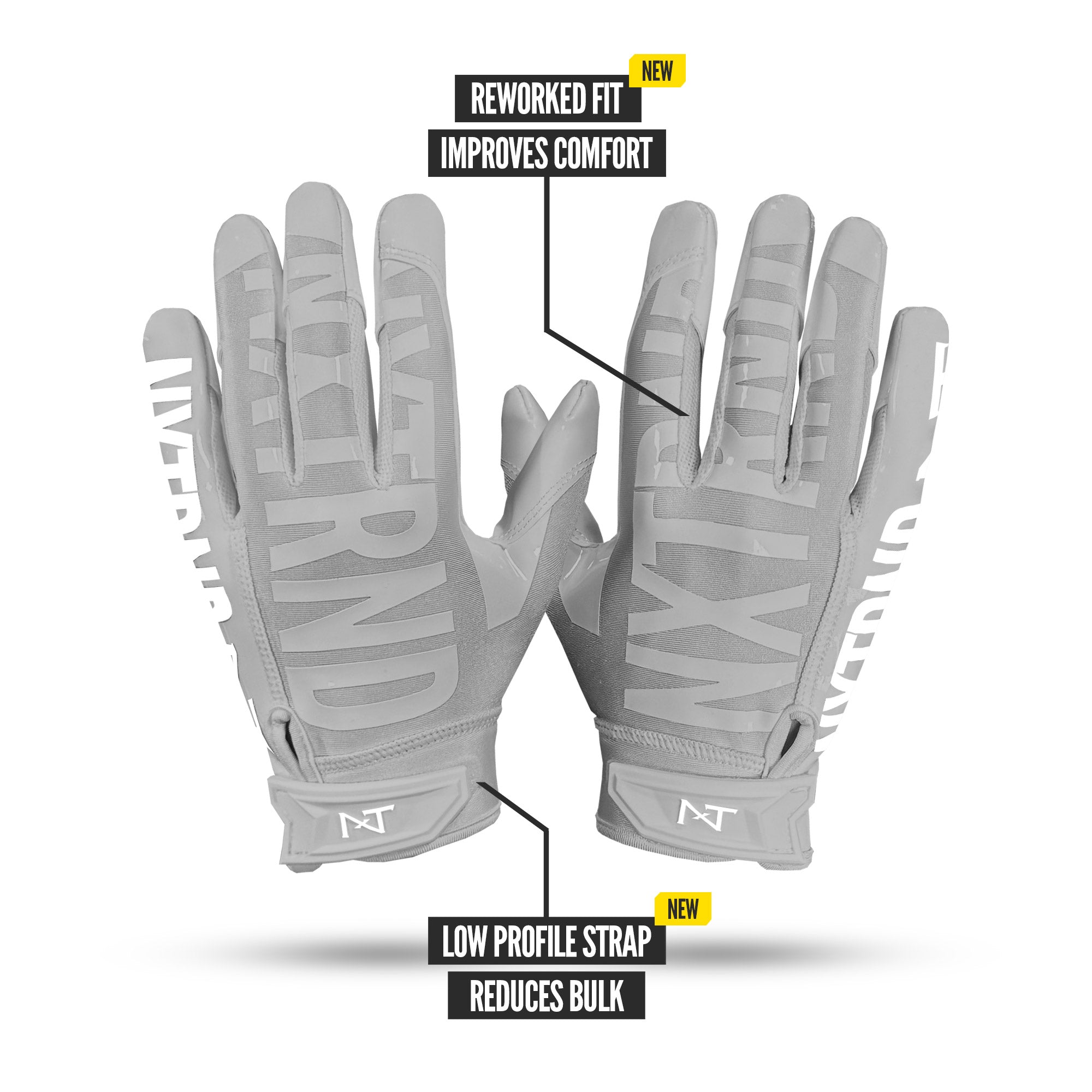 NXTRND G1 Pro Football Gloves Grey Specs Back of Hand