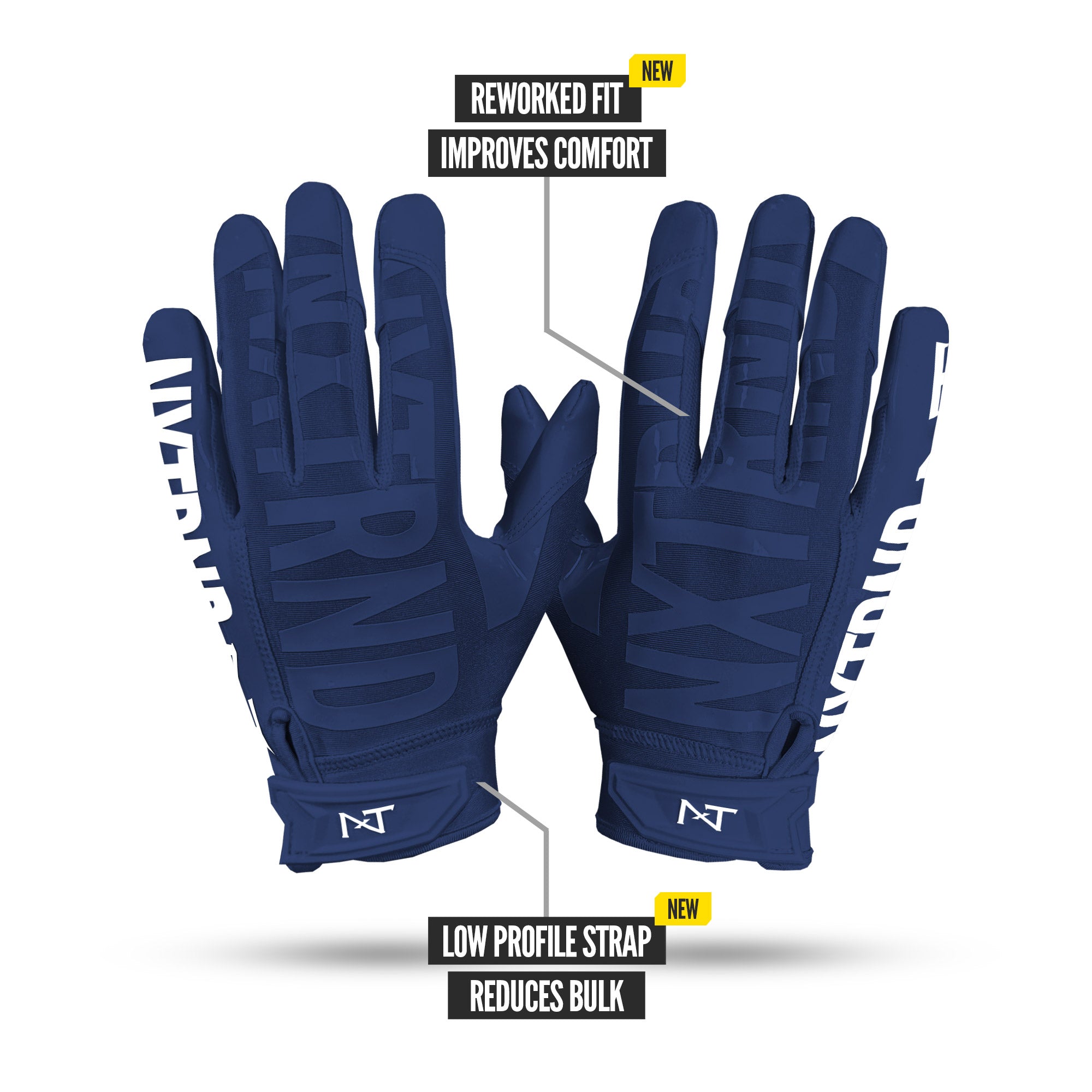 NXTRND G1 Pro Football Gloves Navy Blue Specs Back of Hand