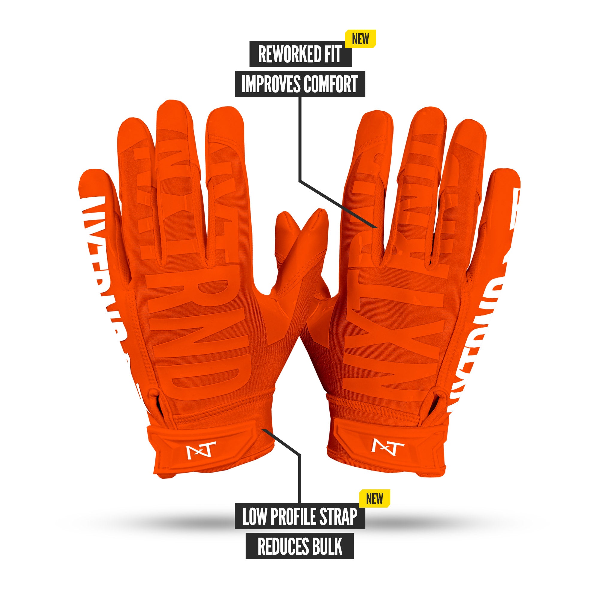 NXTRND G1 Pro Football Gloves Orange Specs Back of Hand
