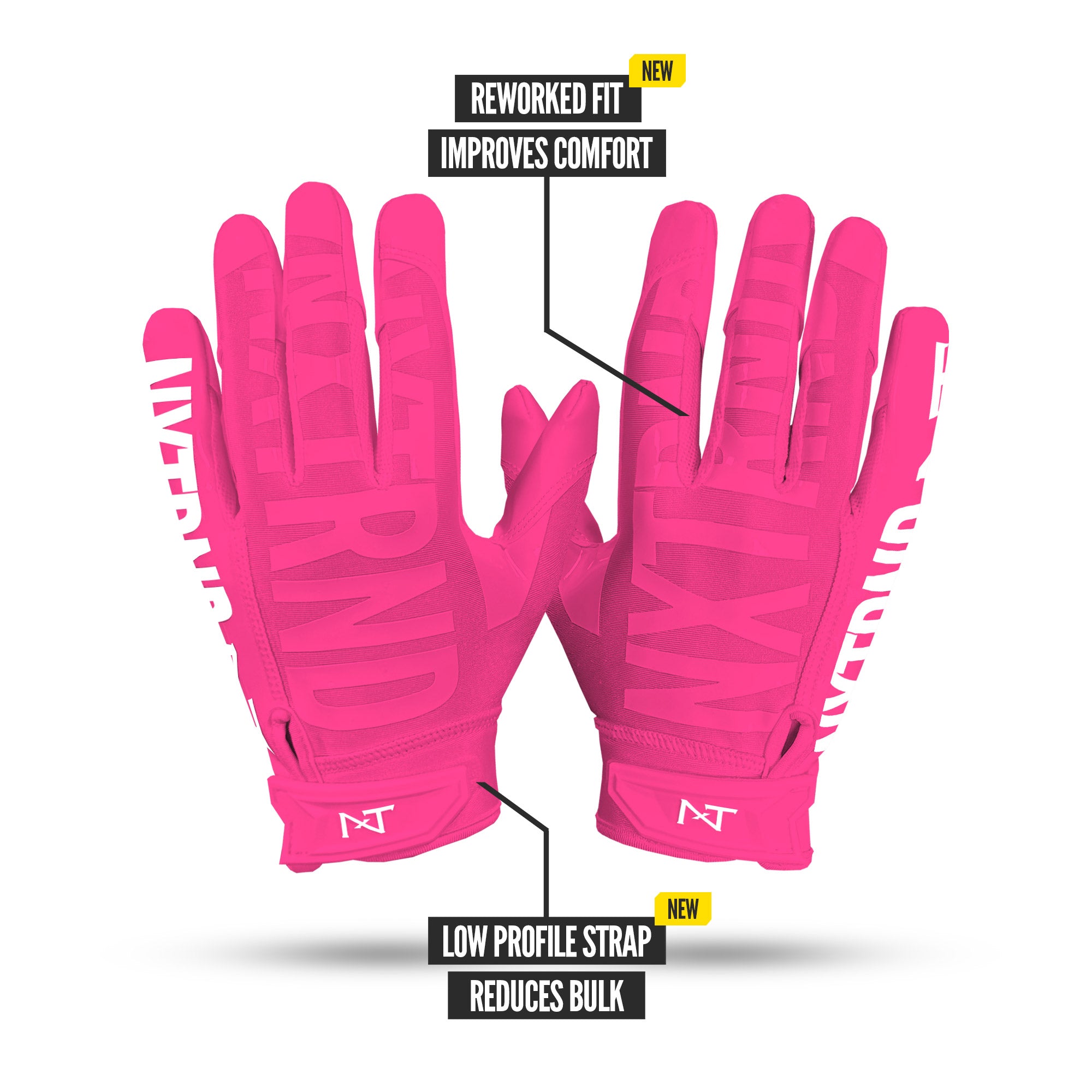 NXTRND G1 Pro Football Gloves Pink Specs Back of Hand