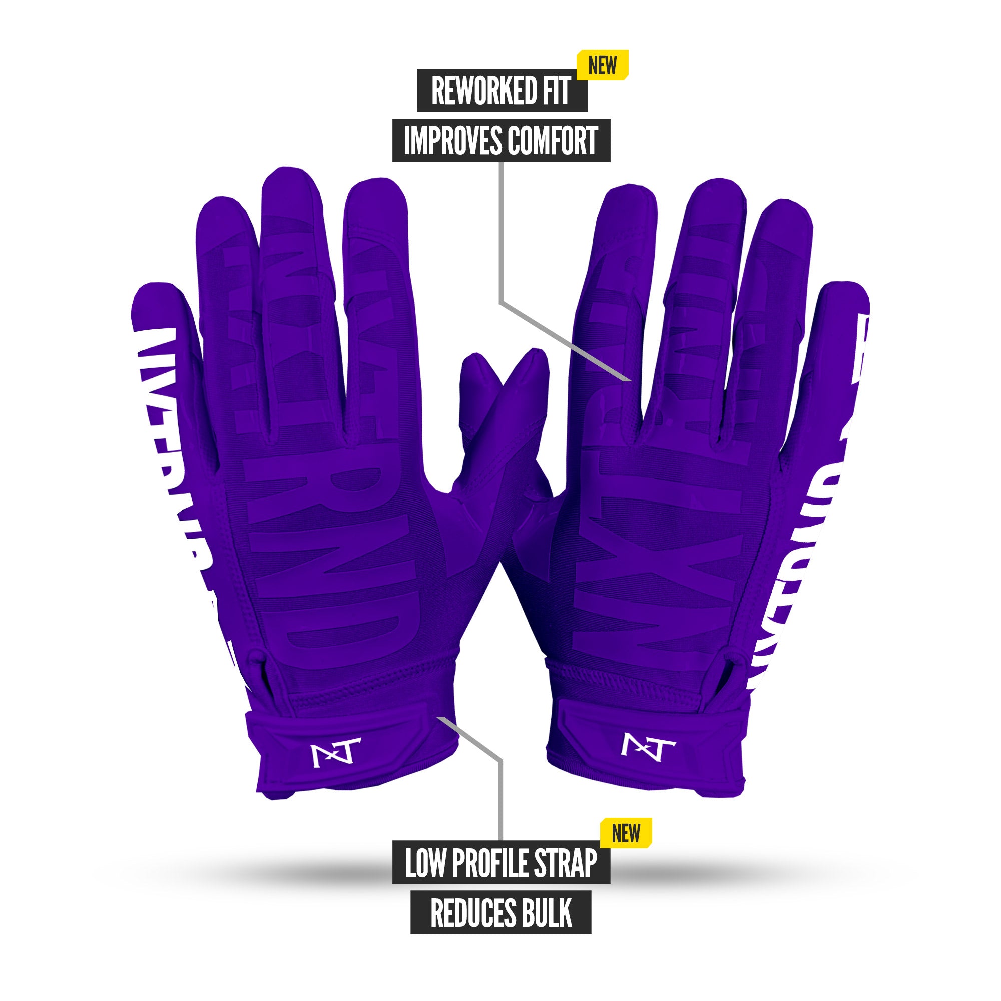 NXTRND G1 Pro Football Gloves Purple Specs Back of Hand