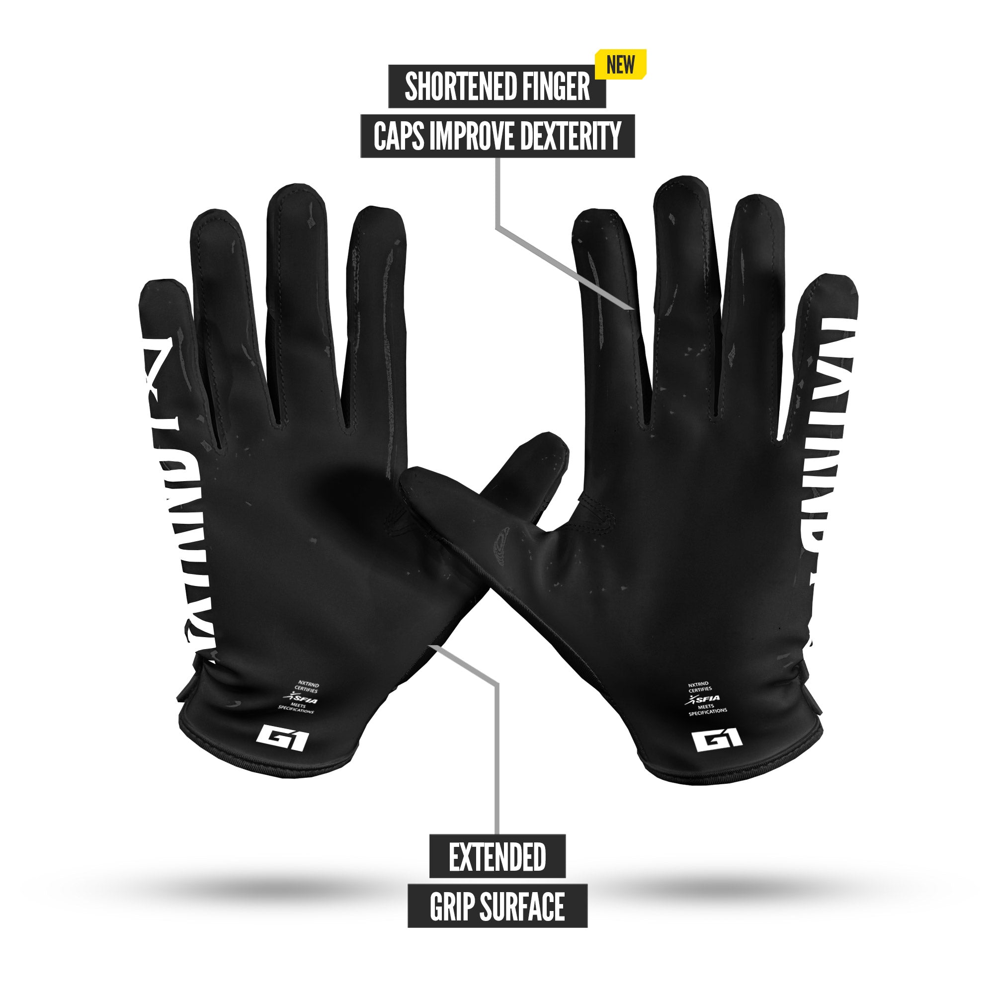 NXTRND G1 Pro Football Gloves Black Specs Palm
