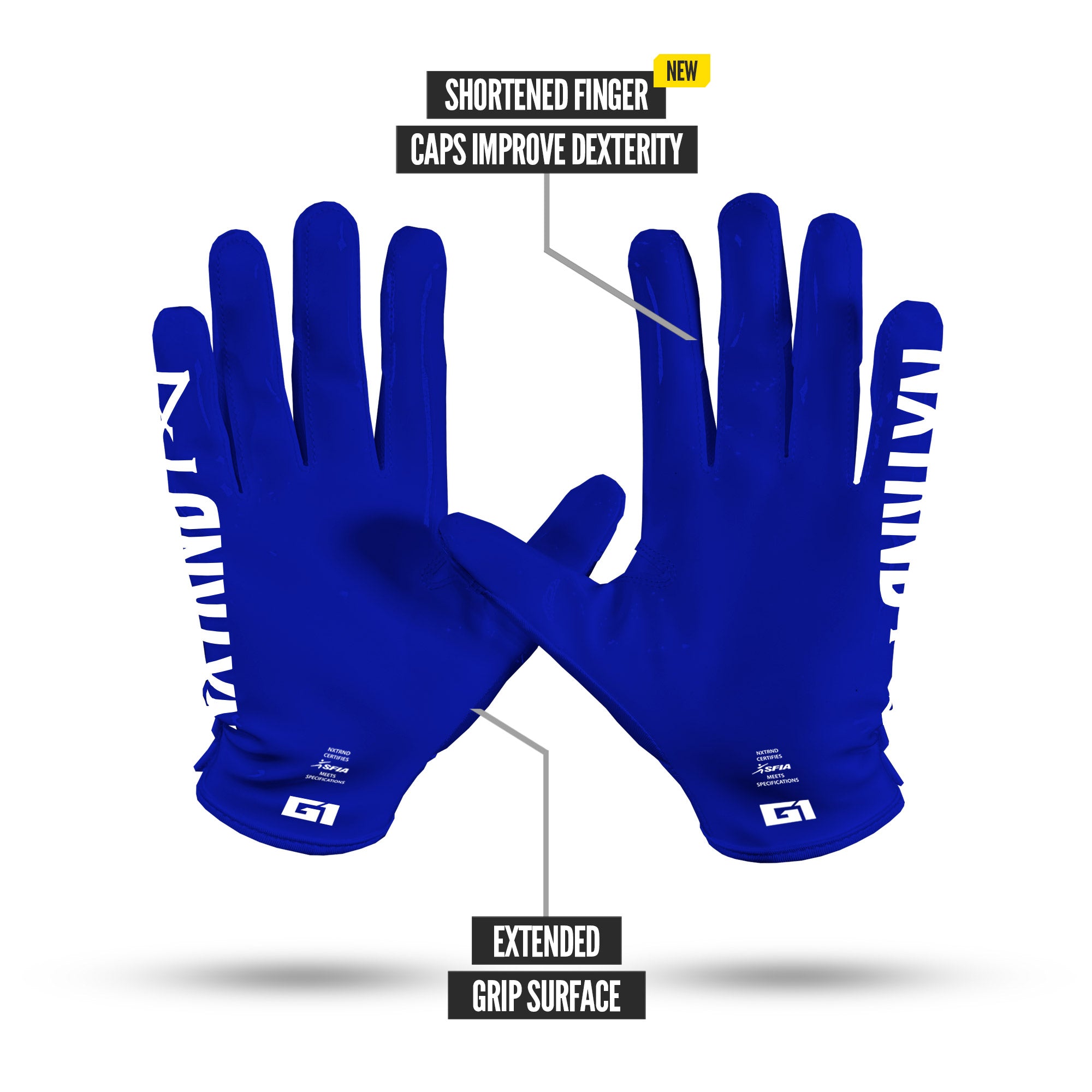 NXTRND G1 Pro Football Gloves Blue Specs Palm