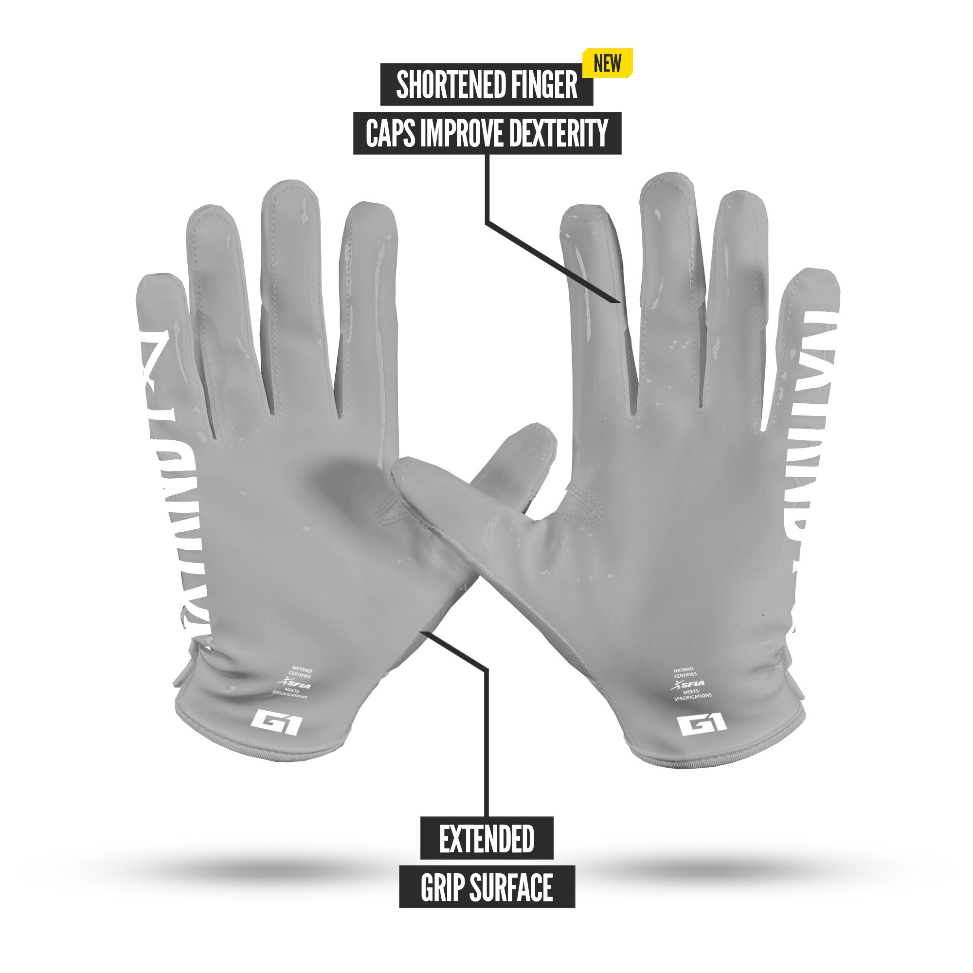 NXTRND G1 Pro Football Gloves Grey Specs Palm