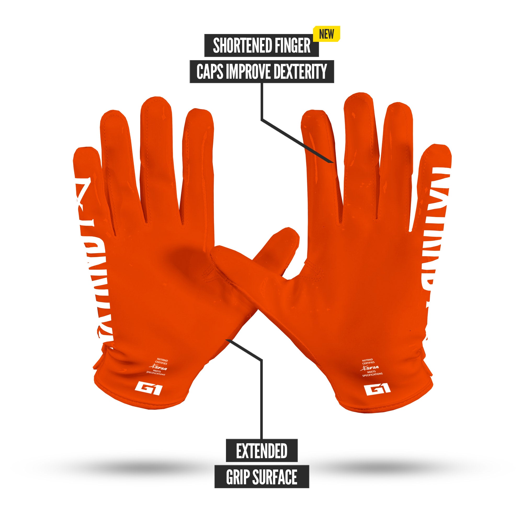 NXTRND G1 Pro Football Gloves Orange Specs Palm