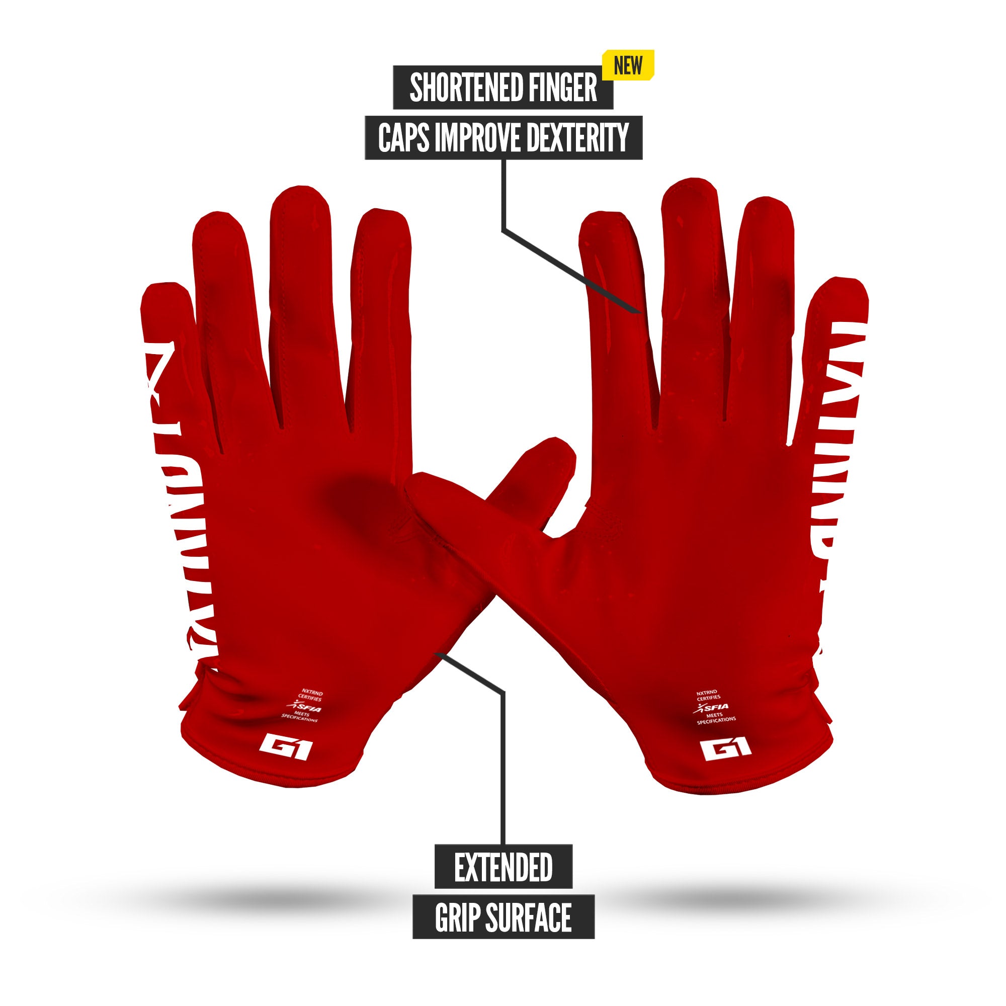 NXTRND G1 Pro Football Gloves Red Specs Palm