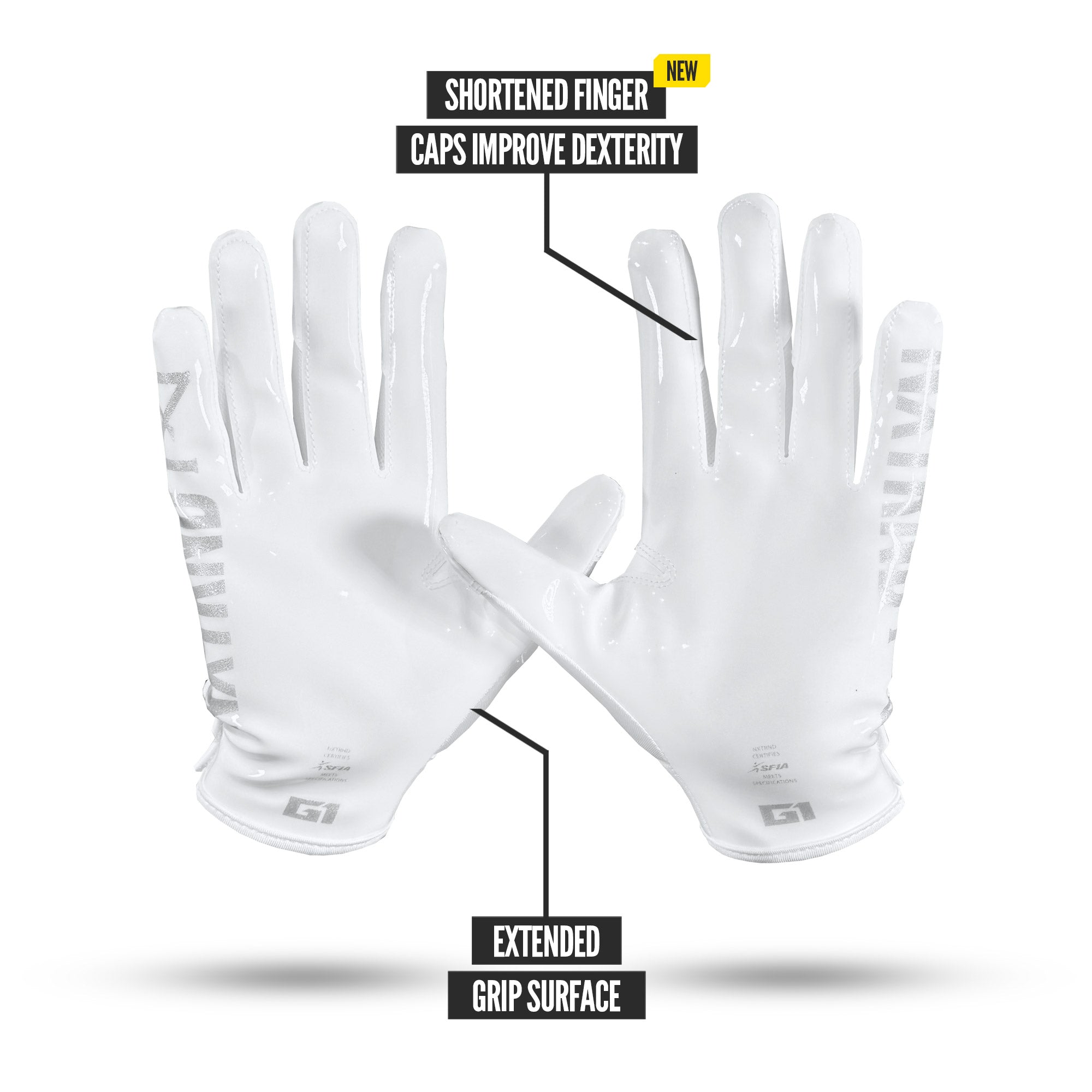 NXTRND G1 Pro Football Gloves White Specs Palm
