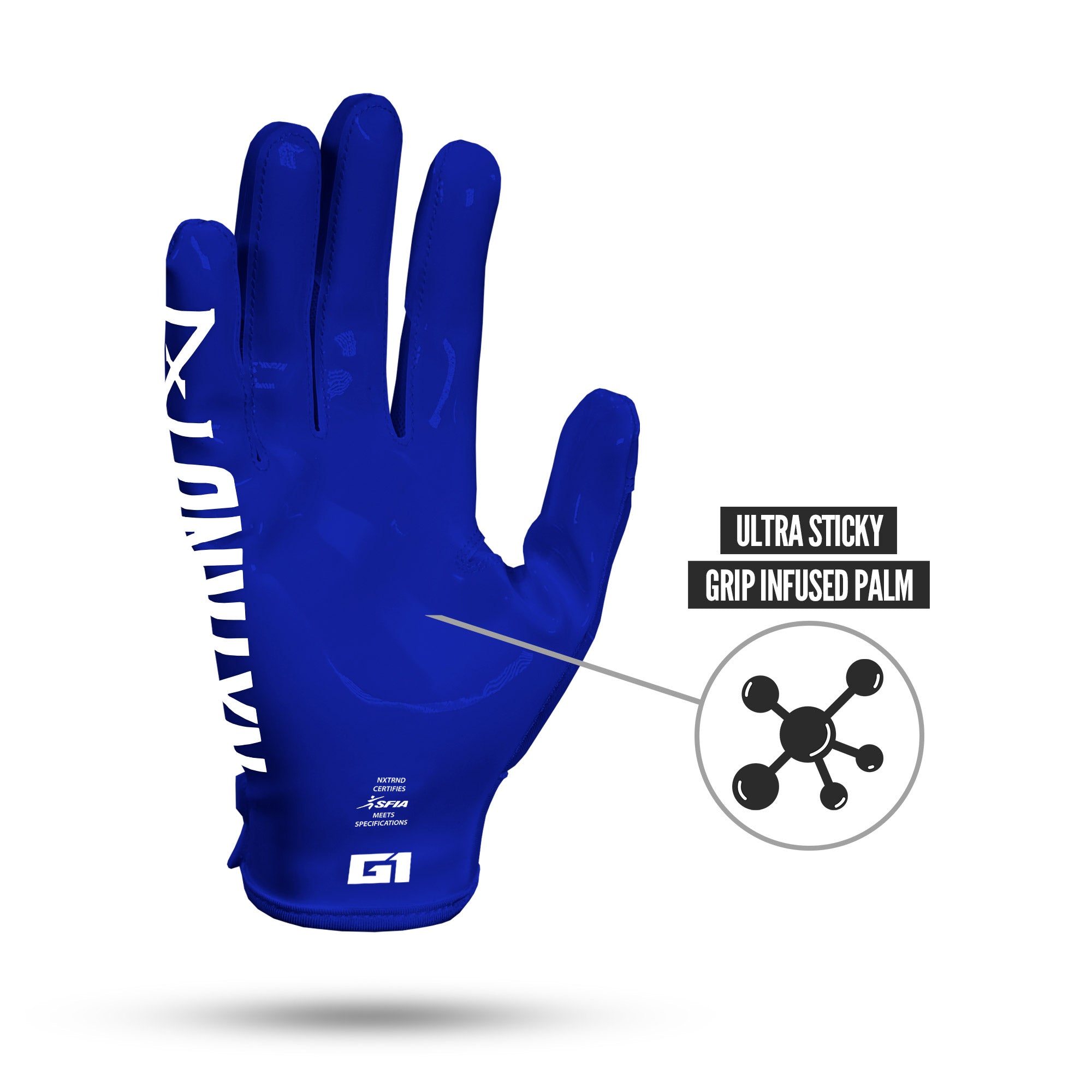 NXTRND G1 Pro Football Gloves Blue Ultra Sticky Grip Infused Palm