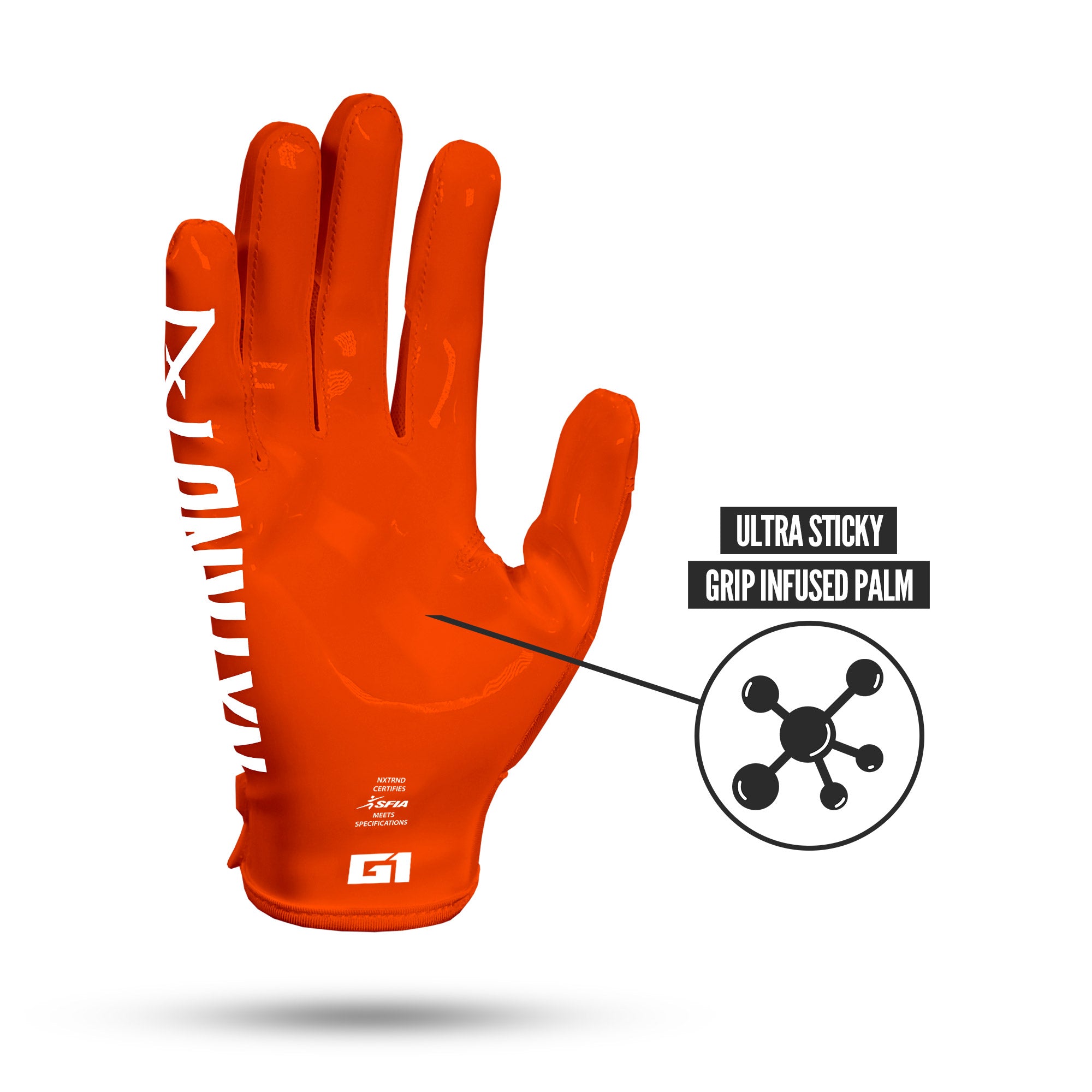 NXTRND G1 Pro Football Gloves Orange Ultra Sticky Infused Palm